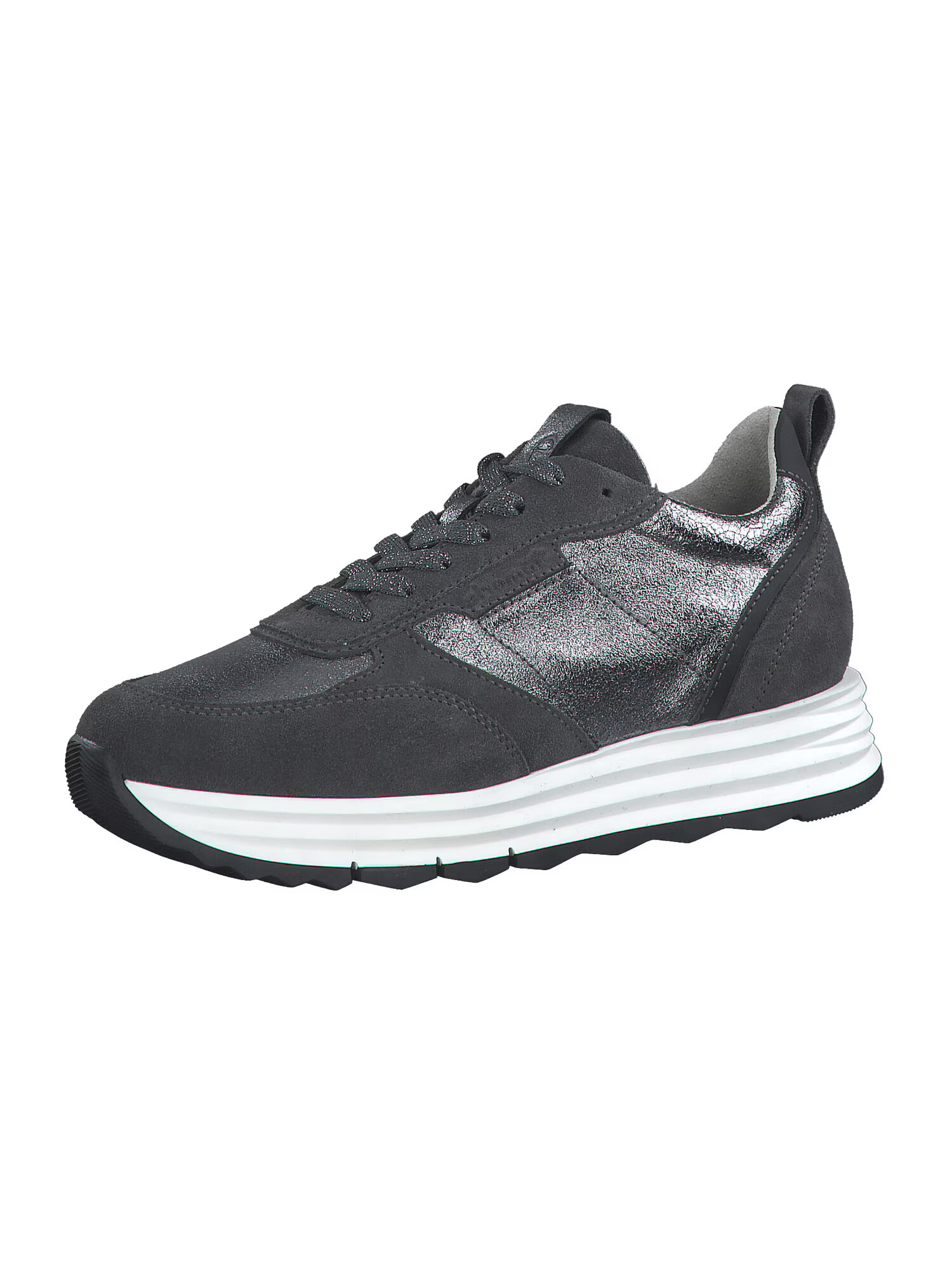 TAMARIS Sneaker low negru / argintiu - Pled.ro