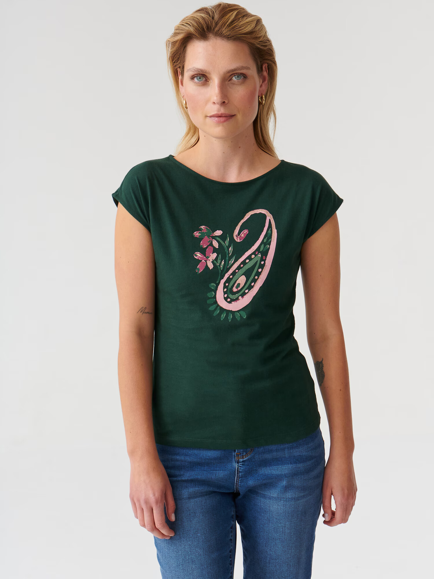 TATUUM Tricou 'AMANDA 4' verde pin / roz - Pled.ro