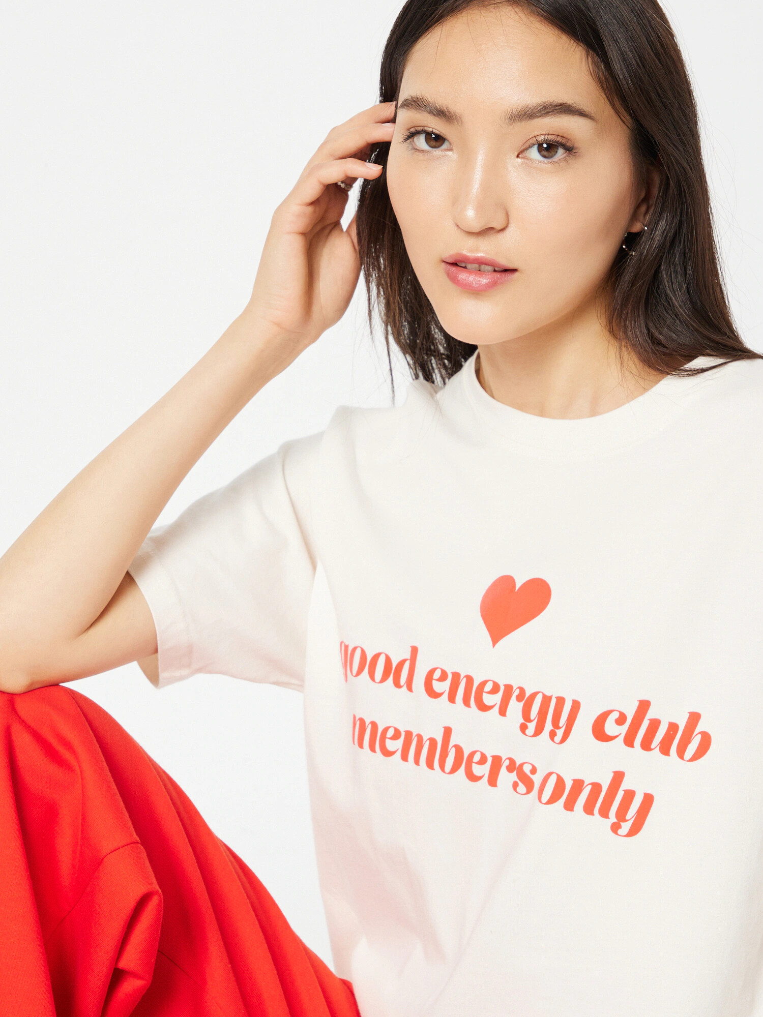 The Couture Club Tricou 'Good Energy' portocaliu / alb - Pled.ro