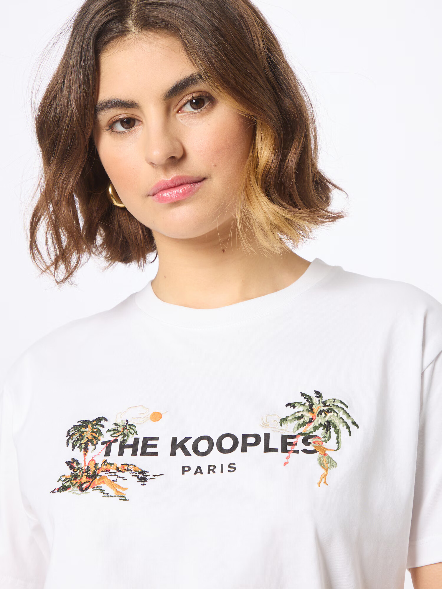 The Kooples Tricou verde pastel / verde închis / portocaliu deschis / negru / alb - Pled.ro