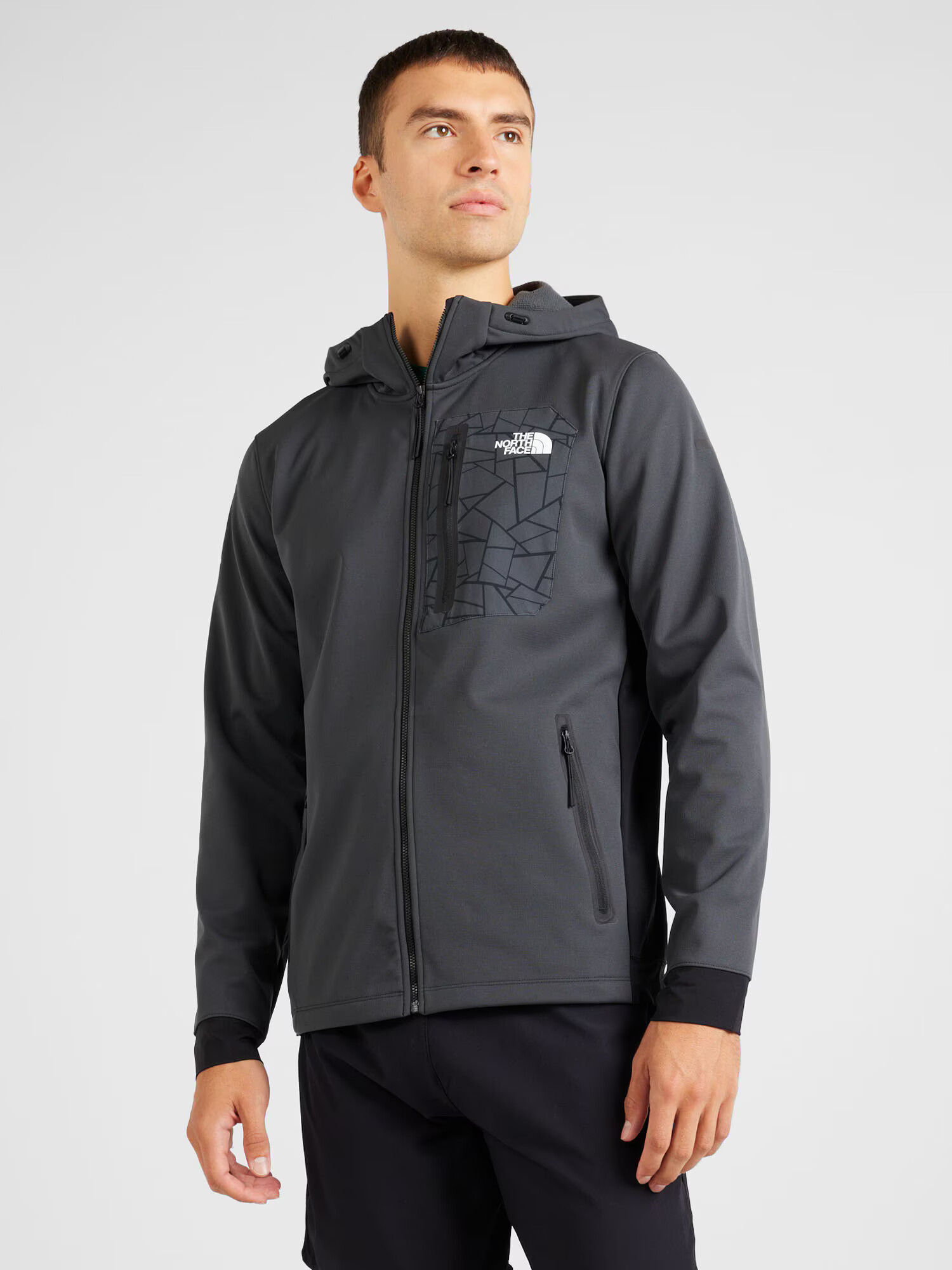 THE NORTH FACE Bluză cu fermoar sport gri metalic / negru / alb - Pled.ro