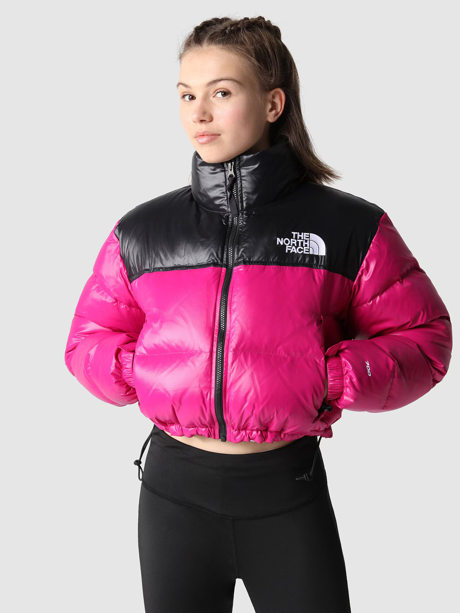 THE NORTH FACE Geacă de iarnă 'Nuptse' fucsia / negru / alb - Pled.ro