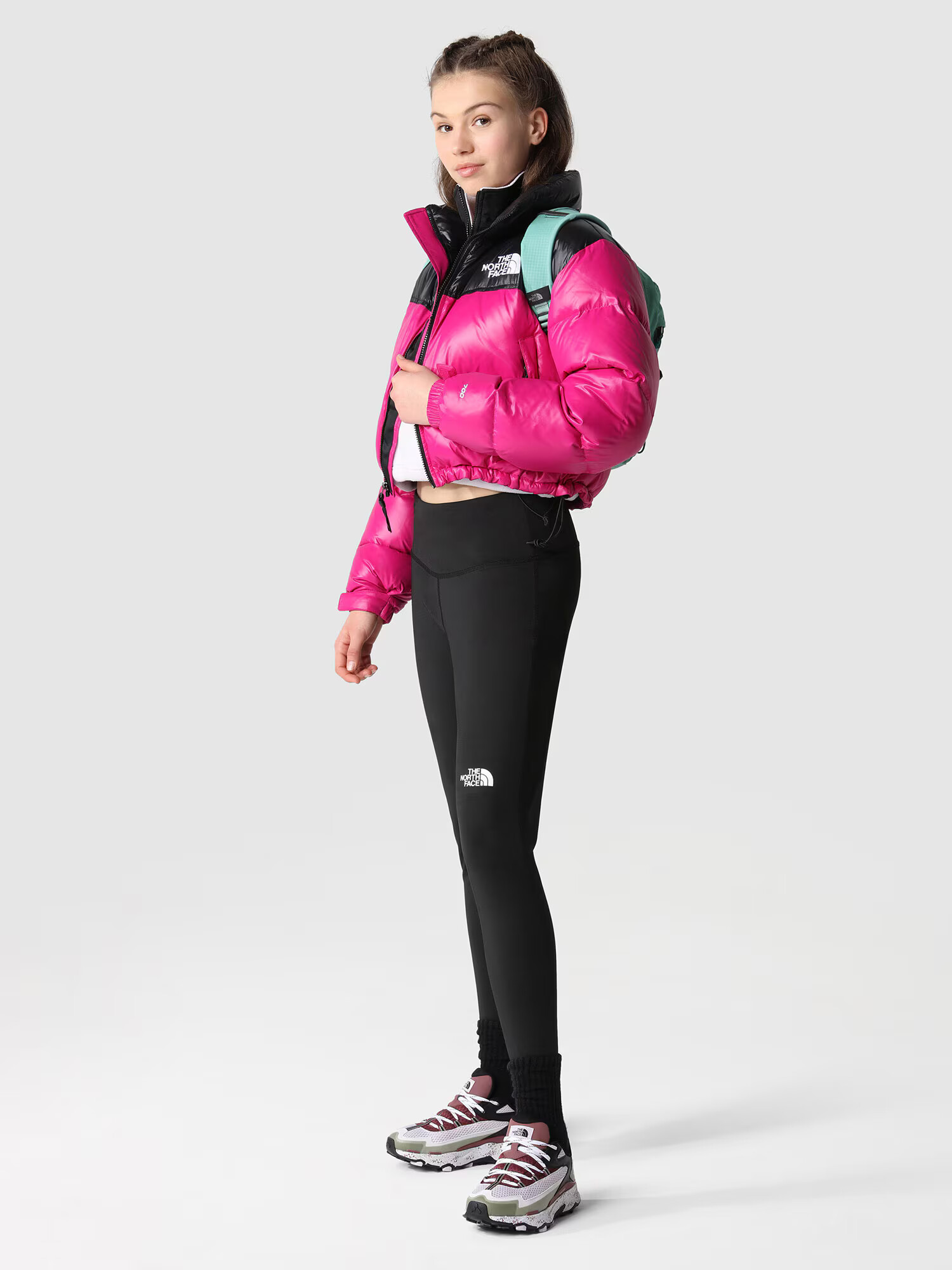 THE NORTH FACE Geacă de iarnă 'Nuptse' fucsia / negru / alb - Pled.ro