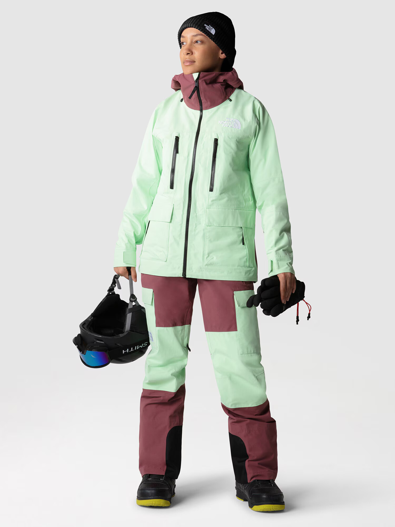 THE NORTH FACE Geacă outdoor 'DRAGLINE' verde mentă / roșu burgundy / alb - Pled.ro