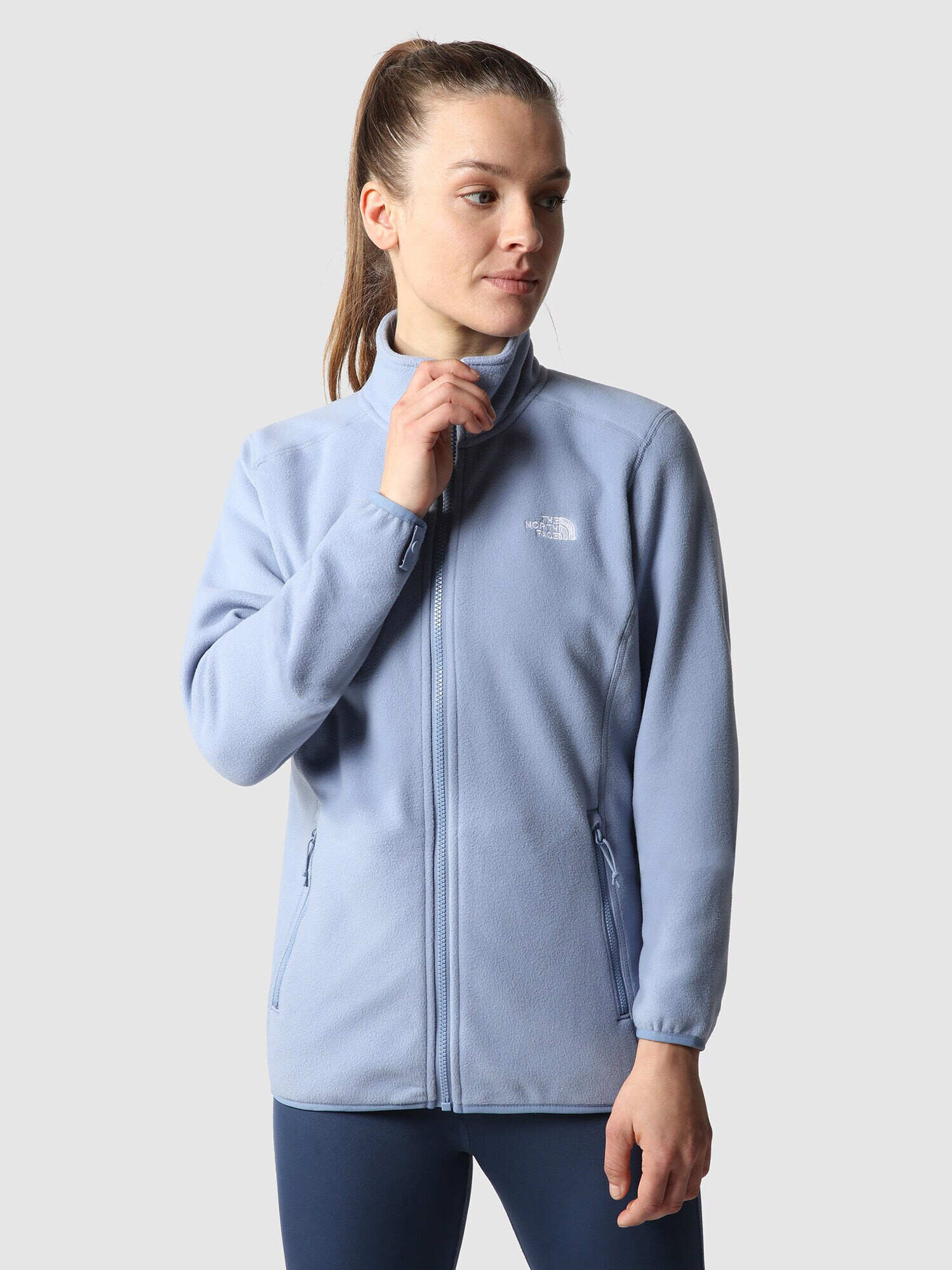 THE NORTH FACE Jachetă fleece funcțională 'GLACIER' albastru fumuriu / alb - Pled.ro