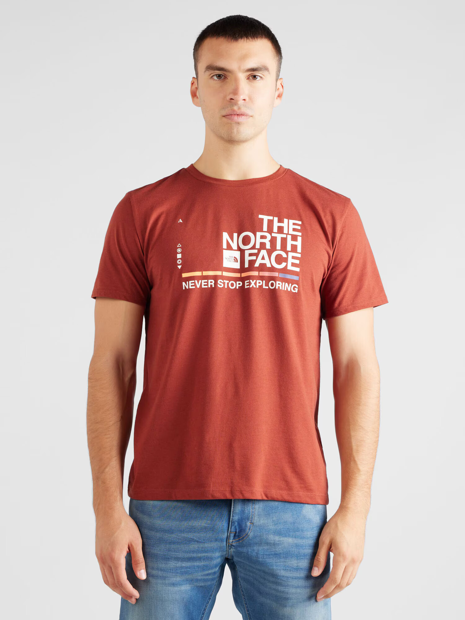 THE NORTH FACE Tricou funcțional albastru / maro ruginiu / galben pastel / alb - Pled.ro