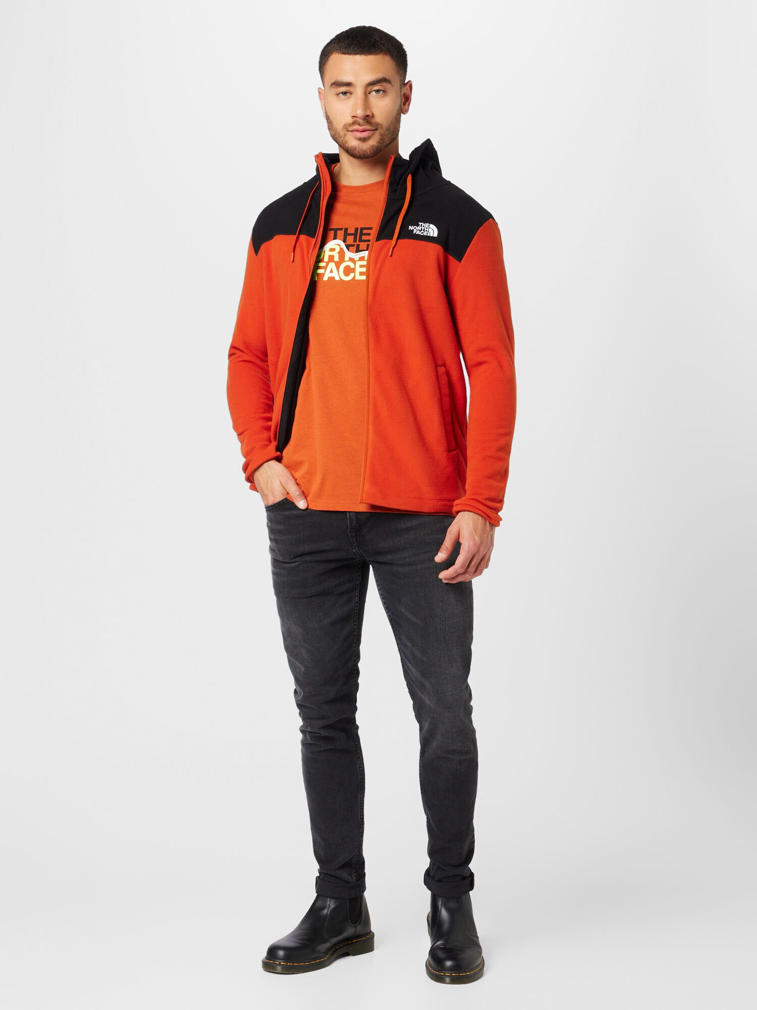 THE NORTH FACE Tricou 'MOUNTAIN' bronz / galben neon / negru / alb - Pled.ro