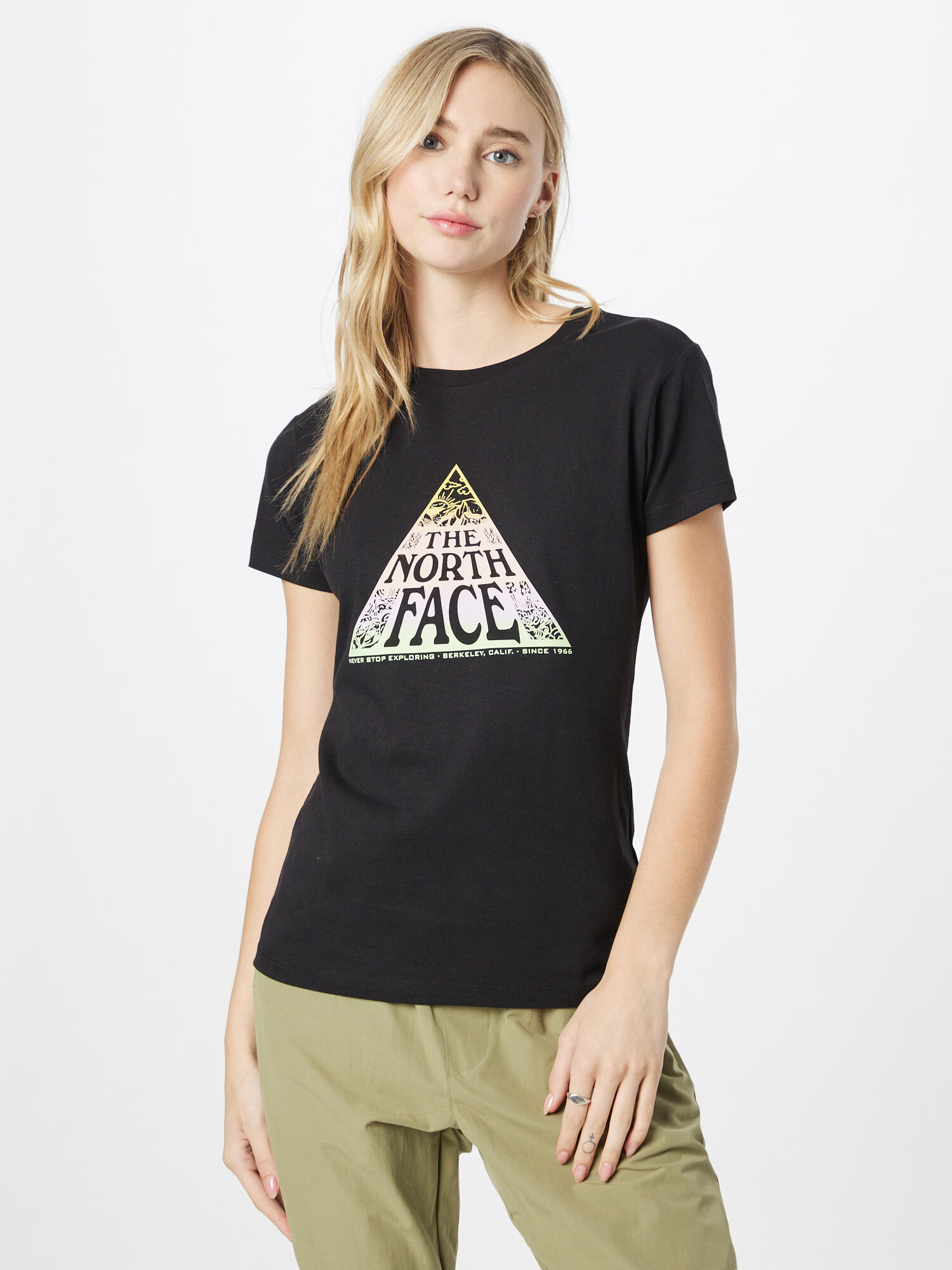 THE NORTH FACE Tricou 'REGRIND' galben pastel / mov pastel / roz / negru - Pled.ro