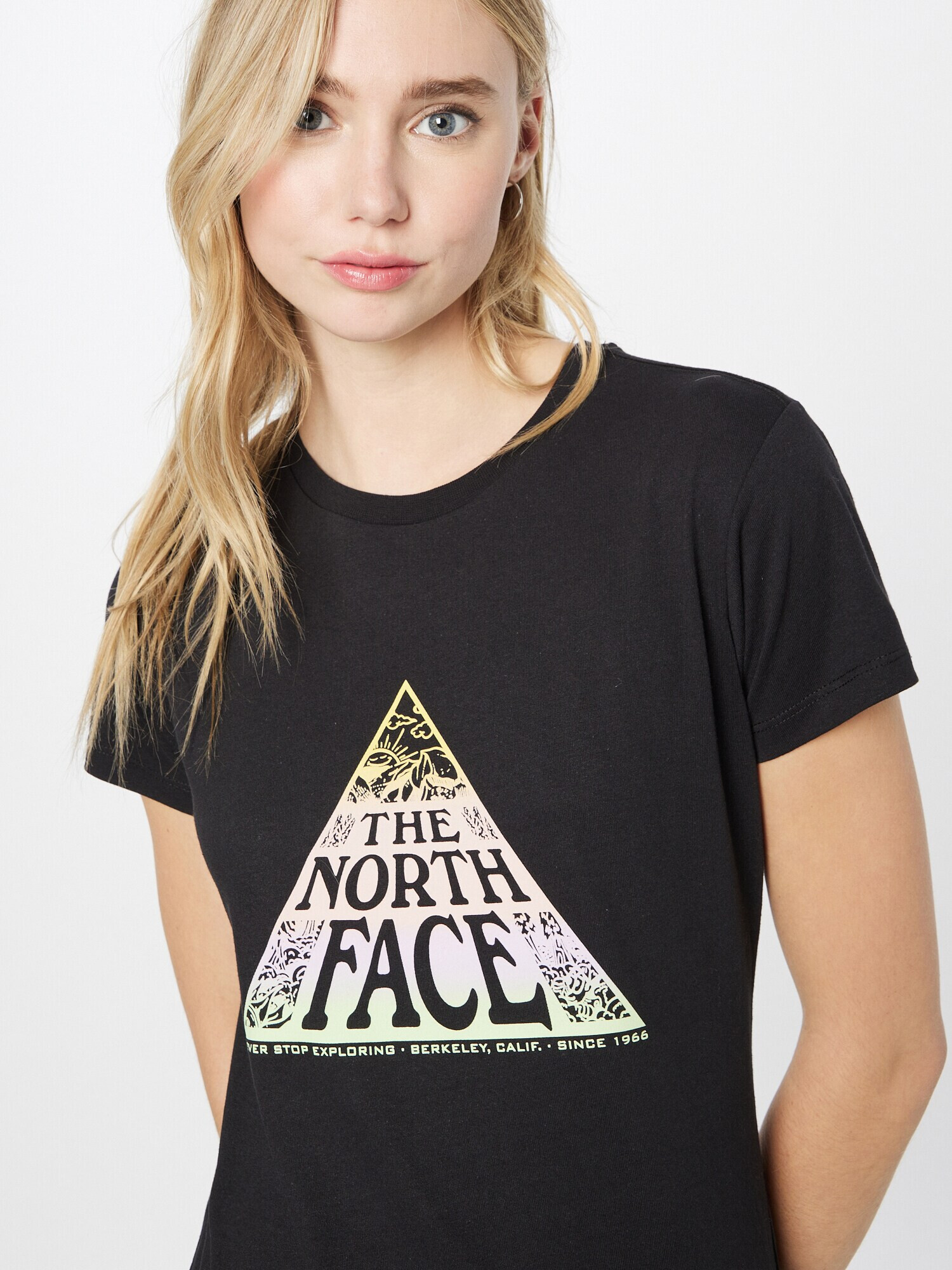 THE NORTH FACE Tricou 'REGRIND' galben pastel / mov pastel / roz / negru - Pled.ro