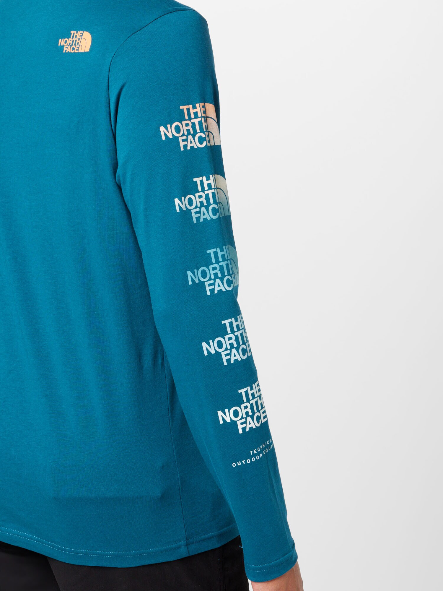 THE NORTH FACE Tricou turcoaz / cyan / portocaliu caisă / alb - Pled.ro