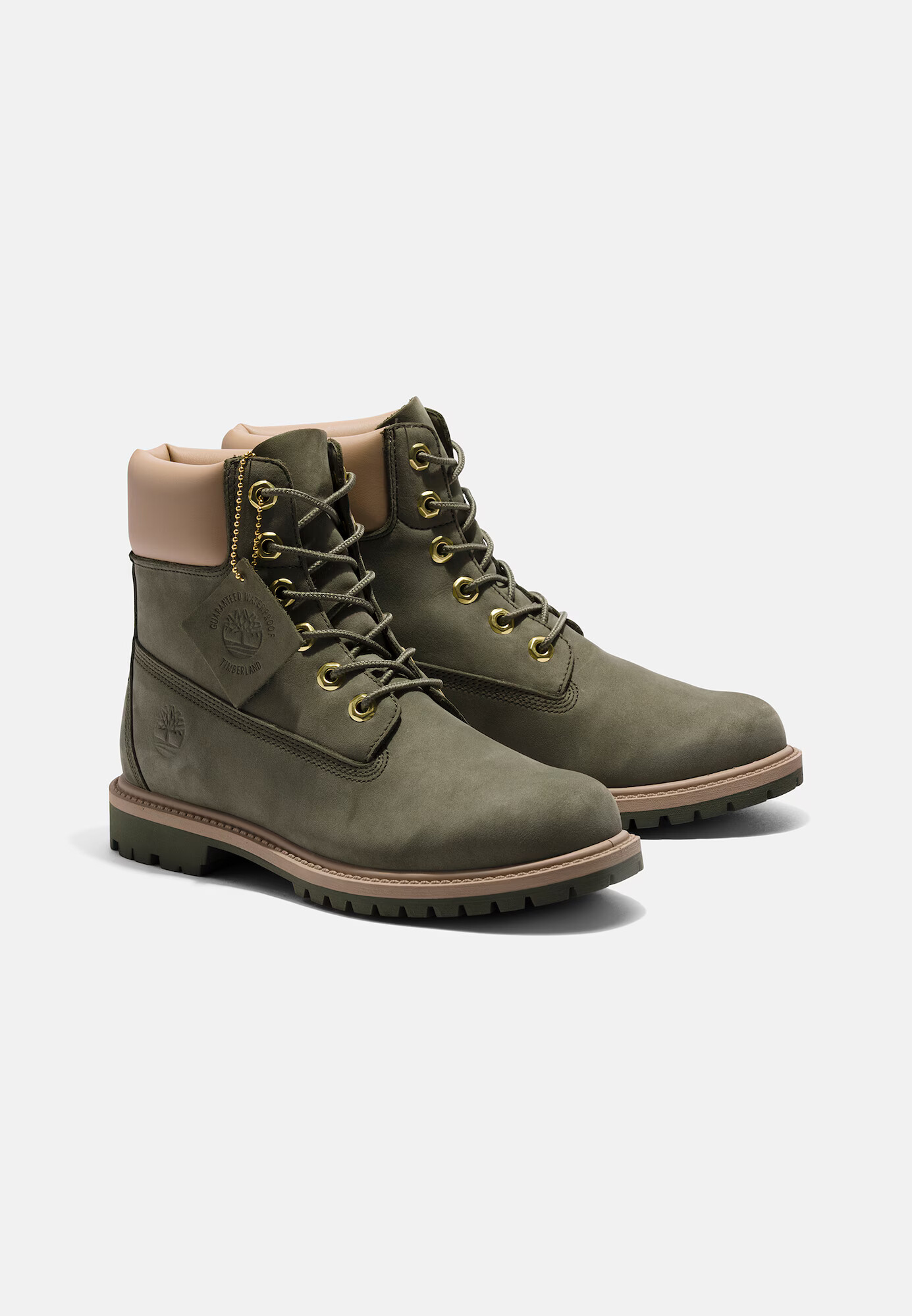 TIMBERLAND Ghete cu șireturi bej / verde închis - Pled.ro