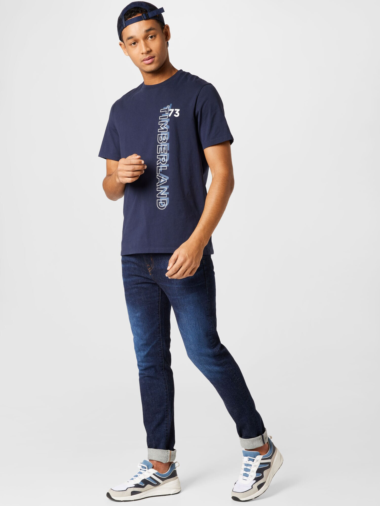 TIMBERLAND Tricou albastru fumuriu / albastru închis / alb - Pled.ro