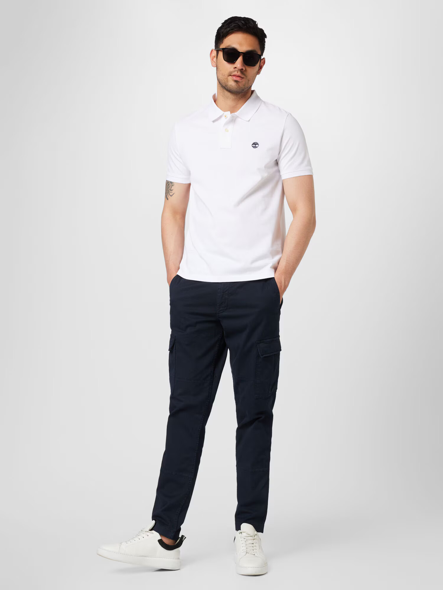 TIMBERLAND Tricou bleumarin / alb - Pled.ro