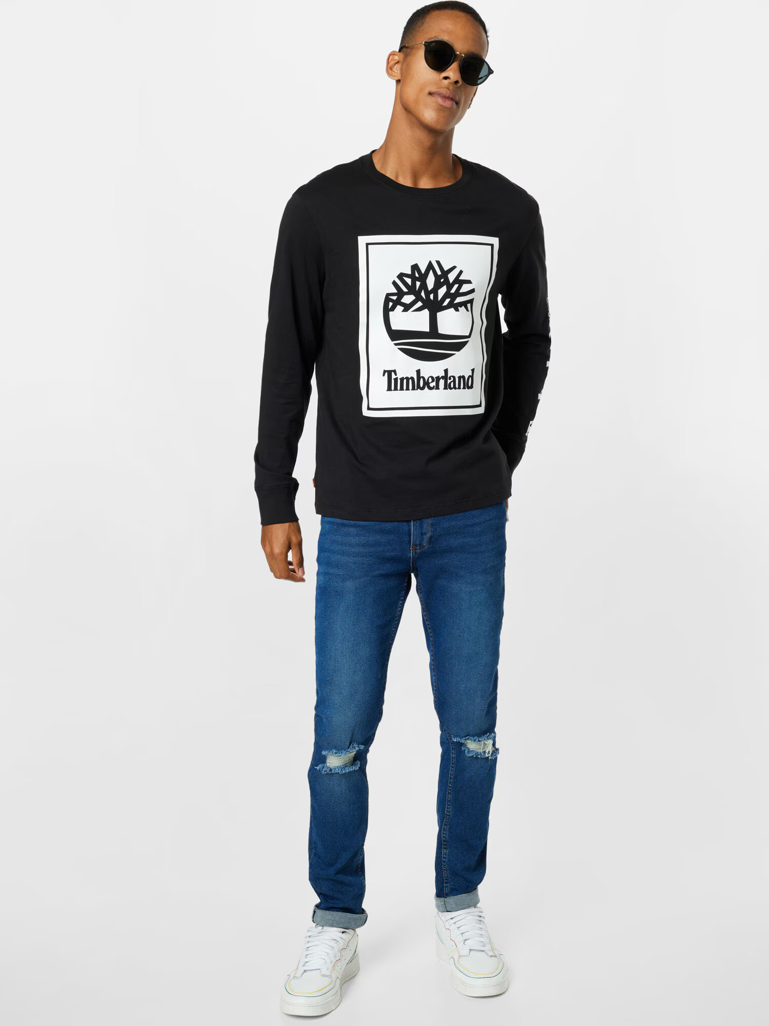 TIMBERLAND Tricou negru / alb - Pled.ro