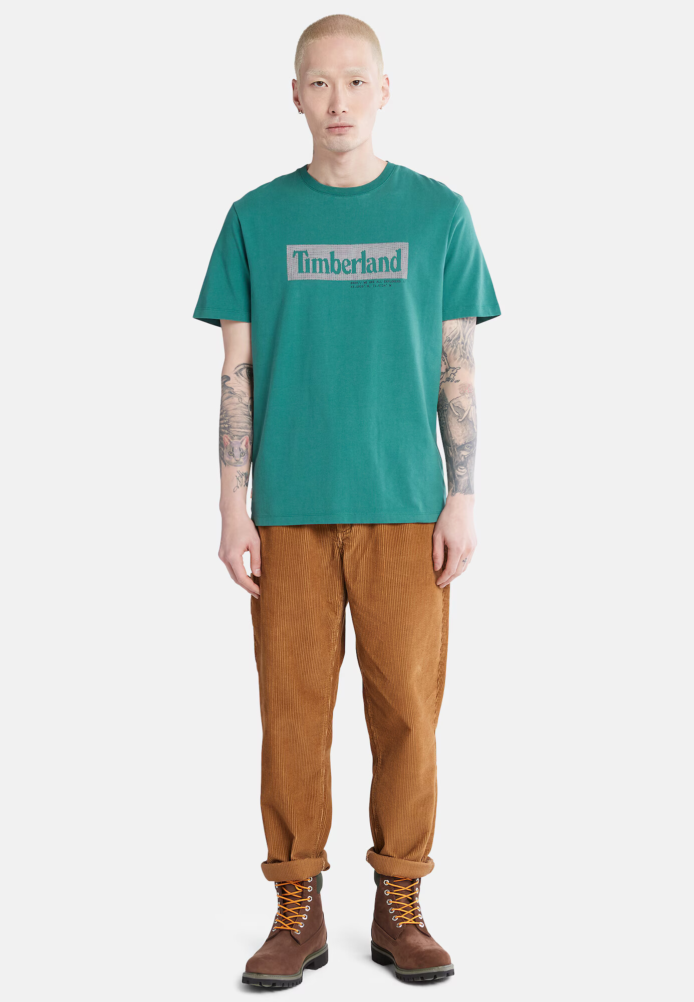 TIMBERLAND Tricou verde smarald / alb - Pled.ro