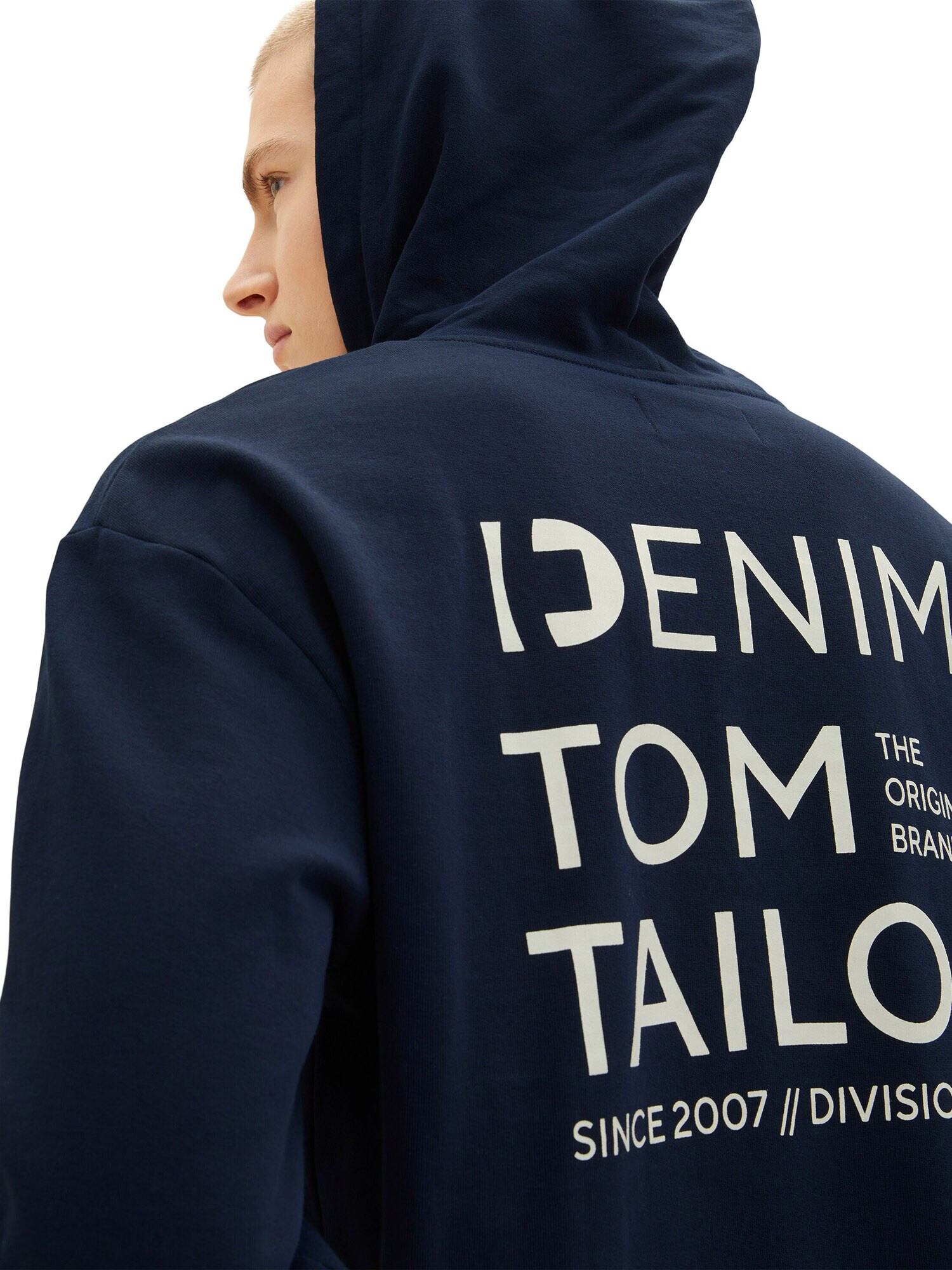 TOM TAILOR DENIM Bluză de molton albastru închis / alb - Pled.ro