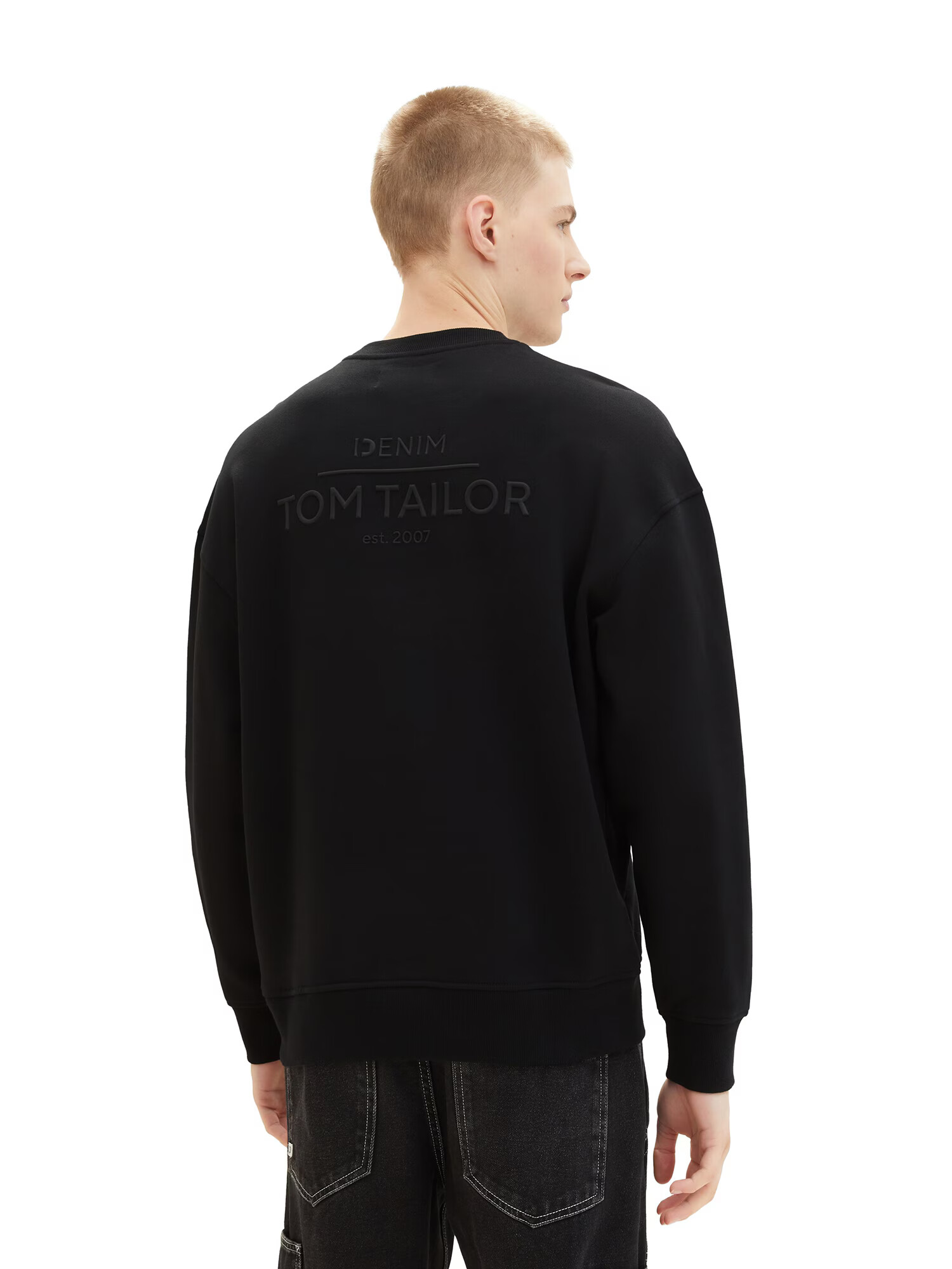 TOM TAILOR DENIM Bluză de molton gri închis / negru - Pled.ro