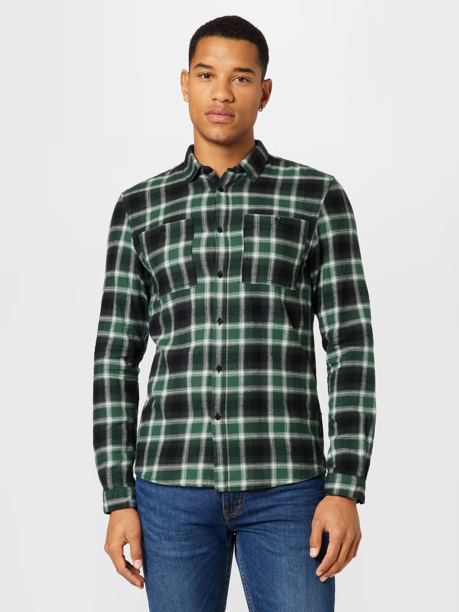 TOM TAILOR DENIM Cămașă verde pin / negru / alb - Pled.ro