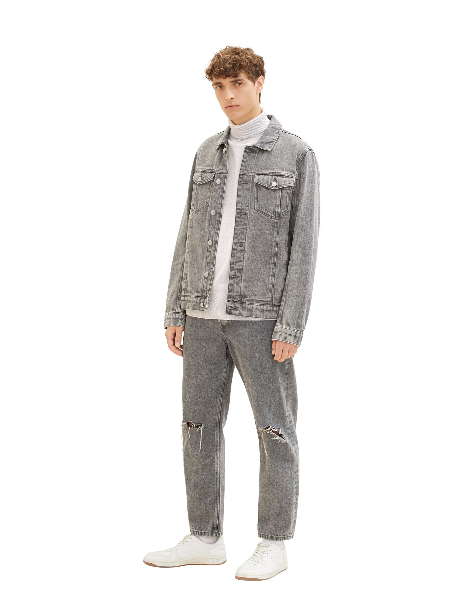 TOM TAILOR DENIM Pulover gri deschis - Pled.ro