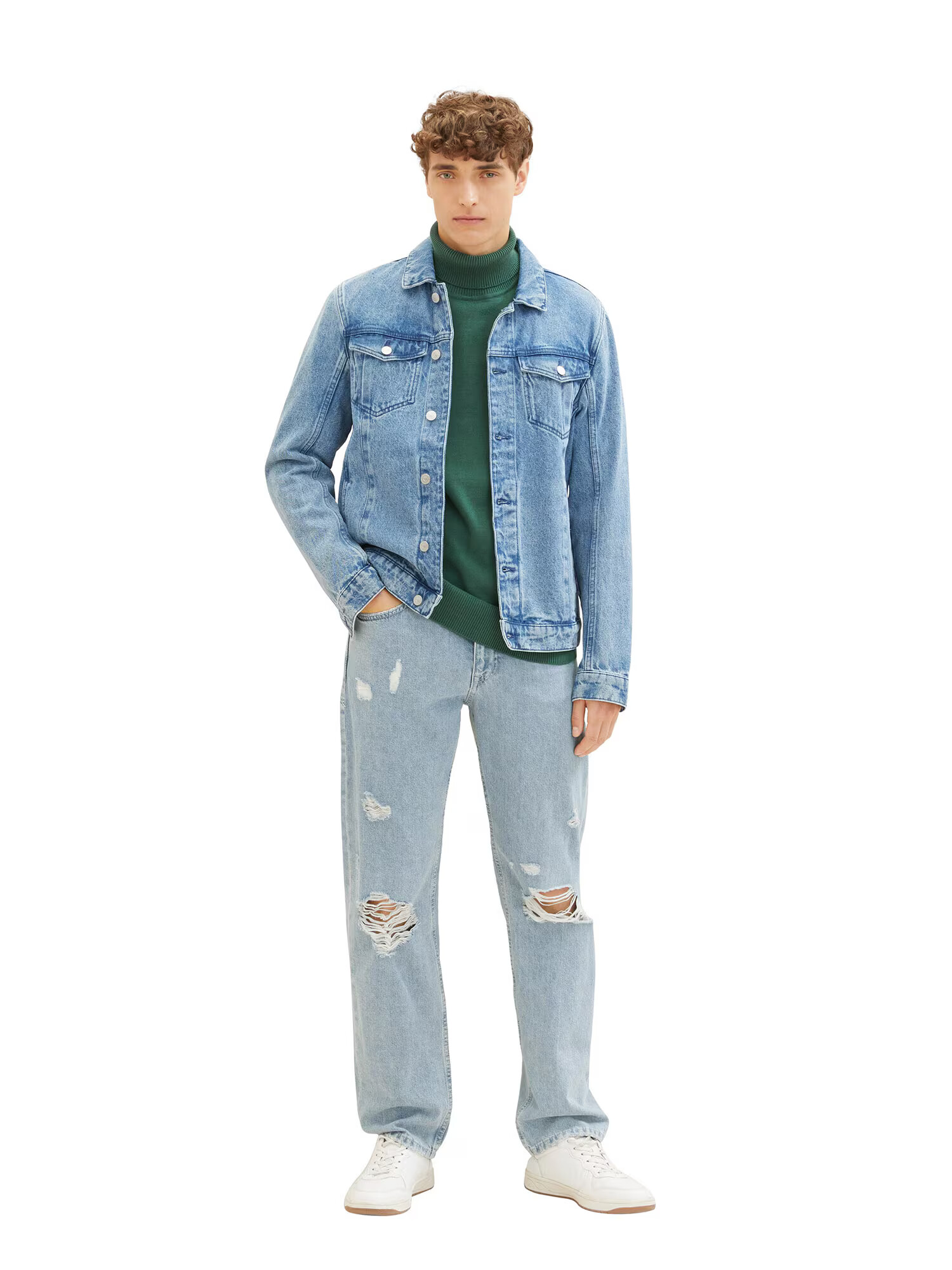 TOM TAILOR DENIM Pulover verde închis - Pled.ro