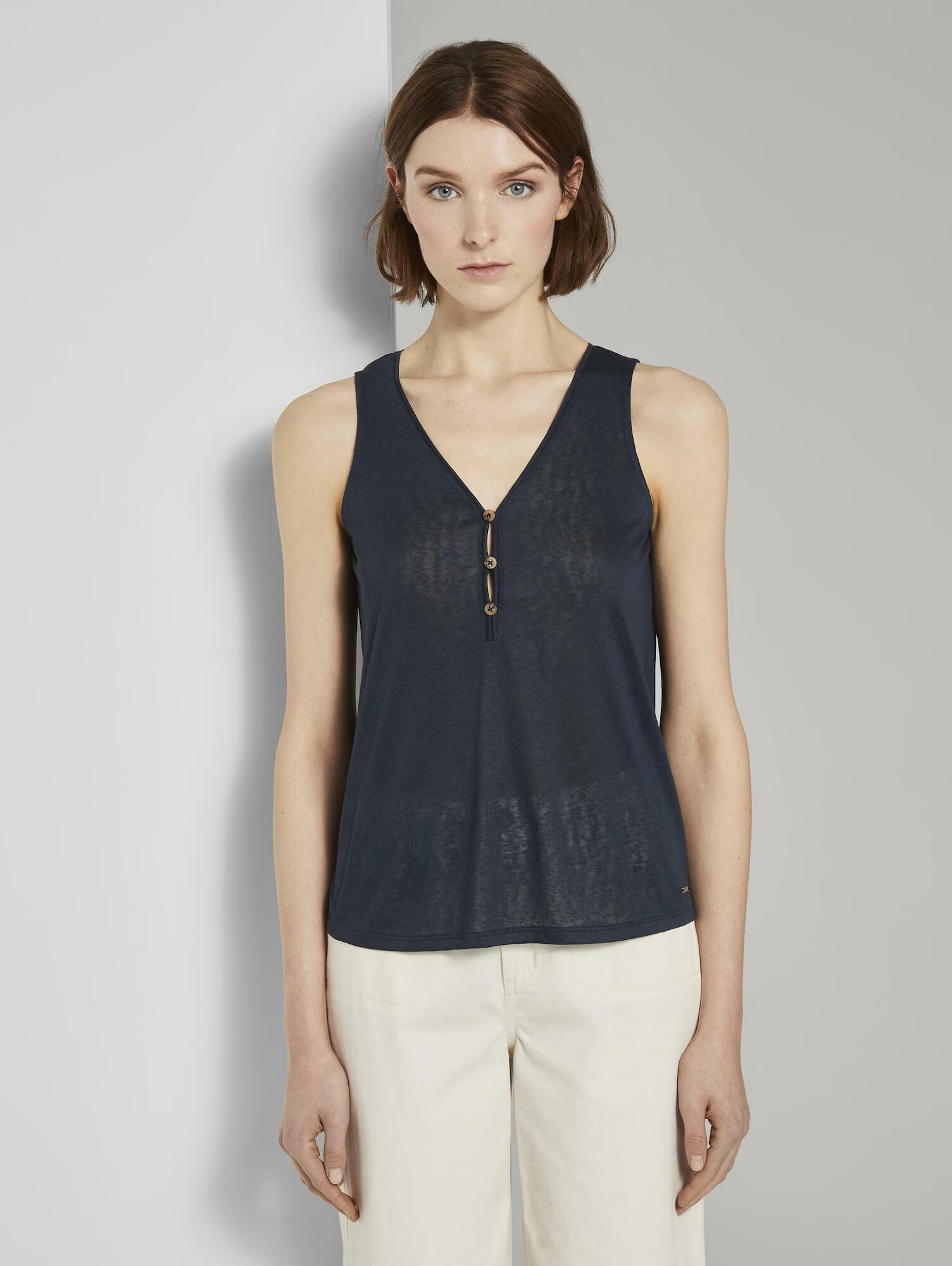 TOM TAILOR DENIM Top albastru marin - Pled.ro