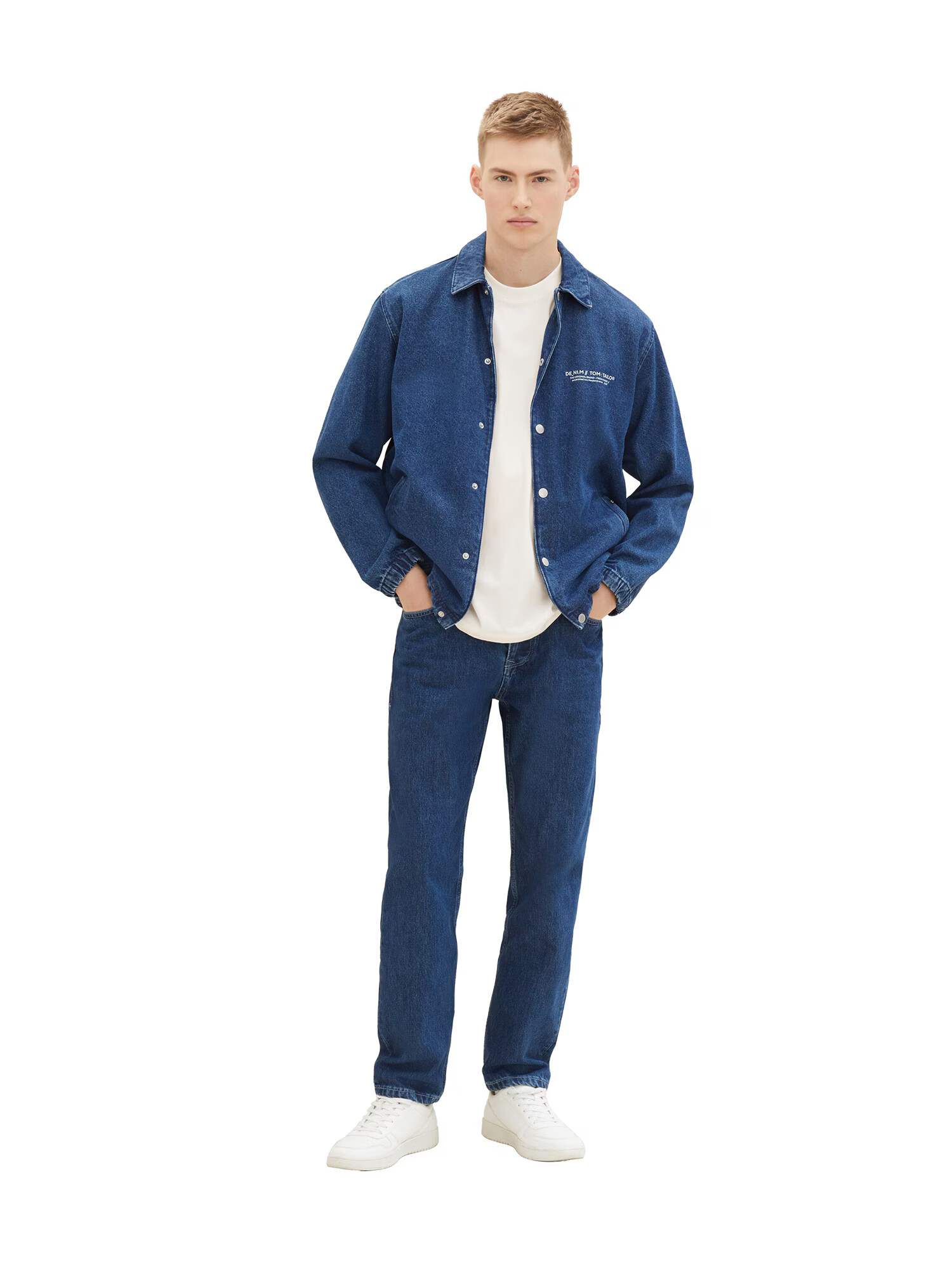 TOM TAILOR DENIM Tricou albastru / alb lână - Pled.ro