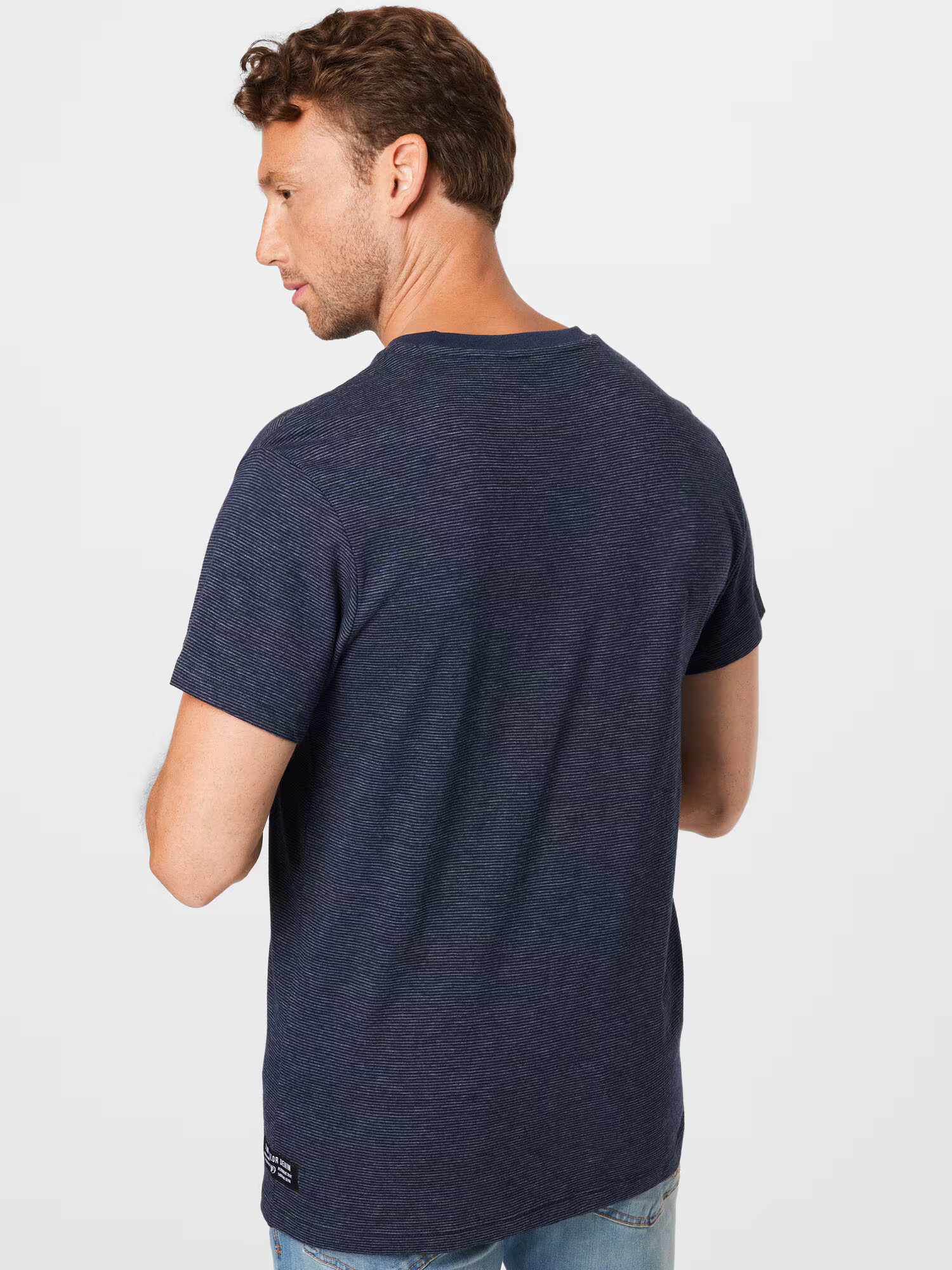 TOM TAILOR DENIM Tricou albastru închis / alb - Pled.ro