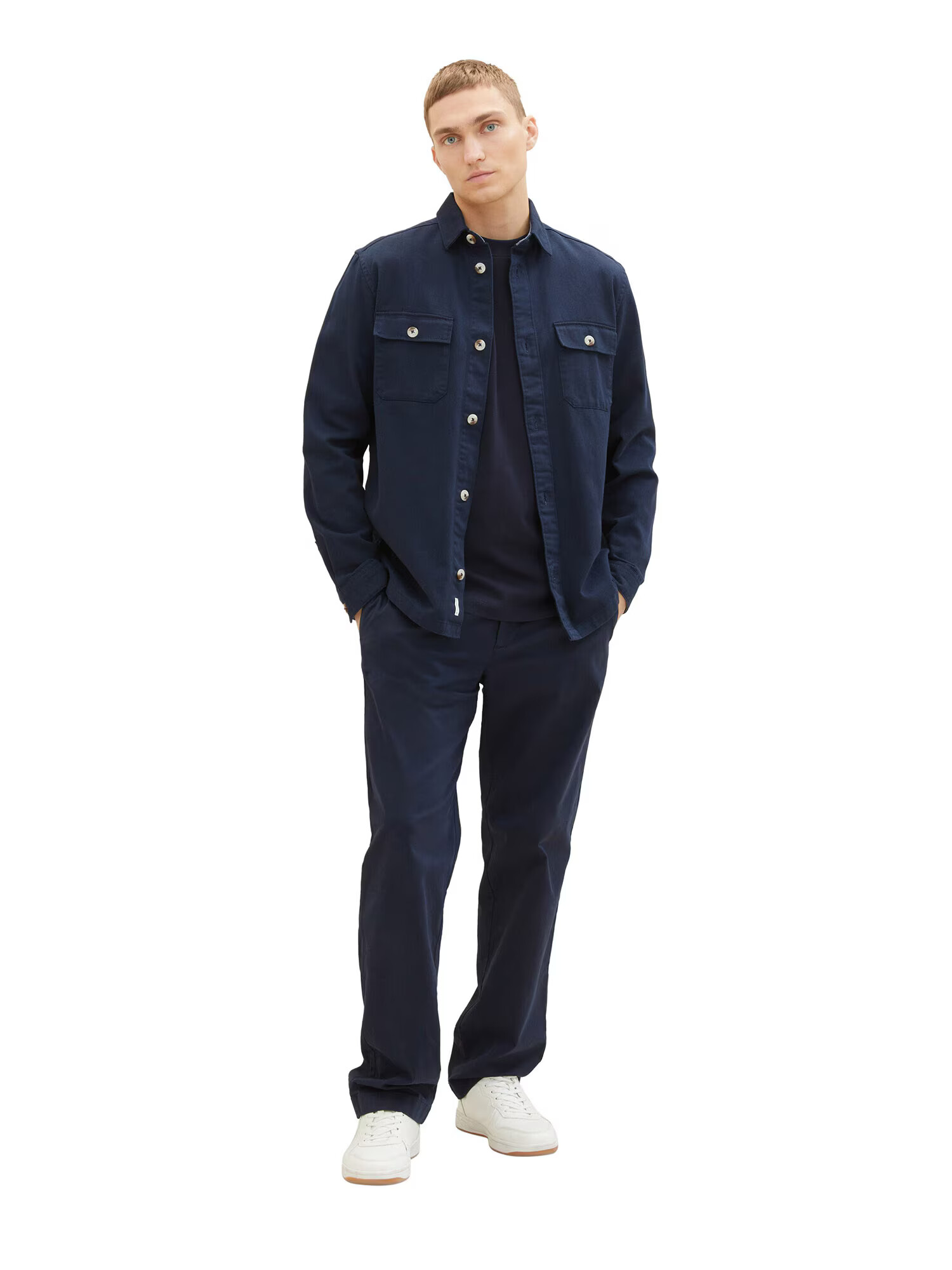 TOM TAILOR DENIM Tricou albastru marin / alb - Pled.ro