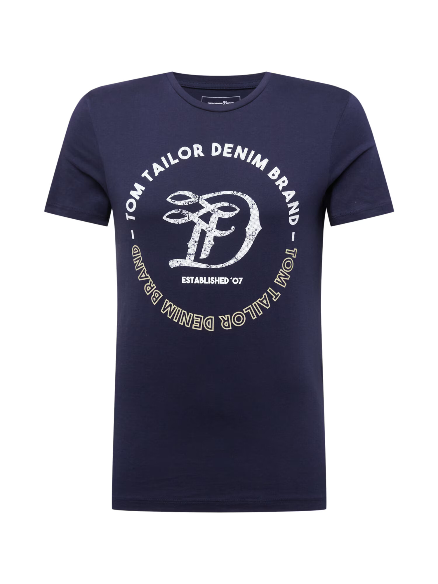 TOM TAILOR DENIM Tricou albastru noapte / alb - Pled.ro