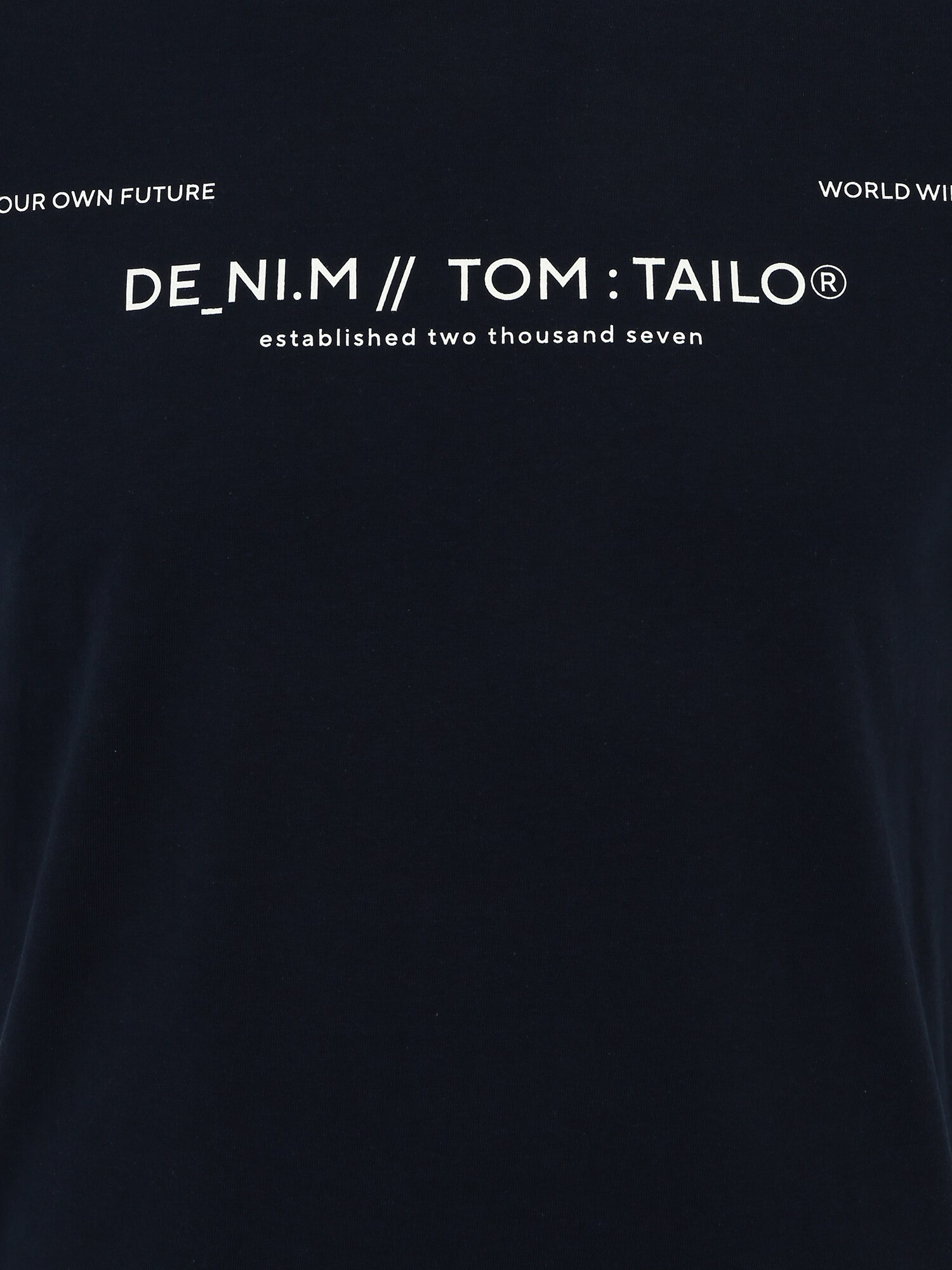 TOM TAILOR DENIM Tricou albastru noapte / alb murdar - Pled.ro