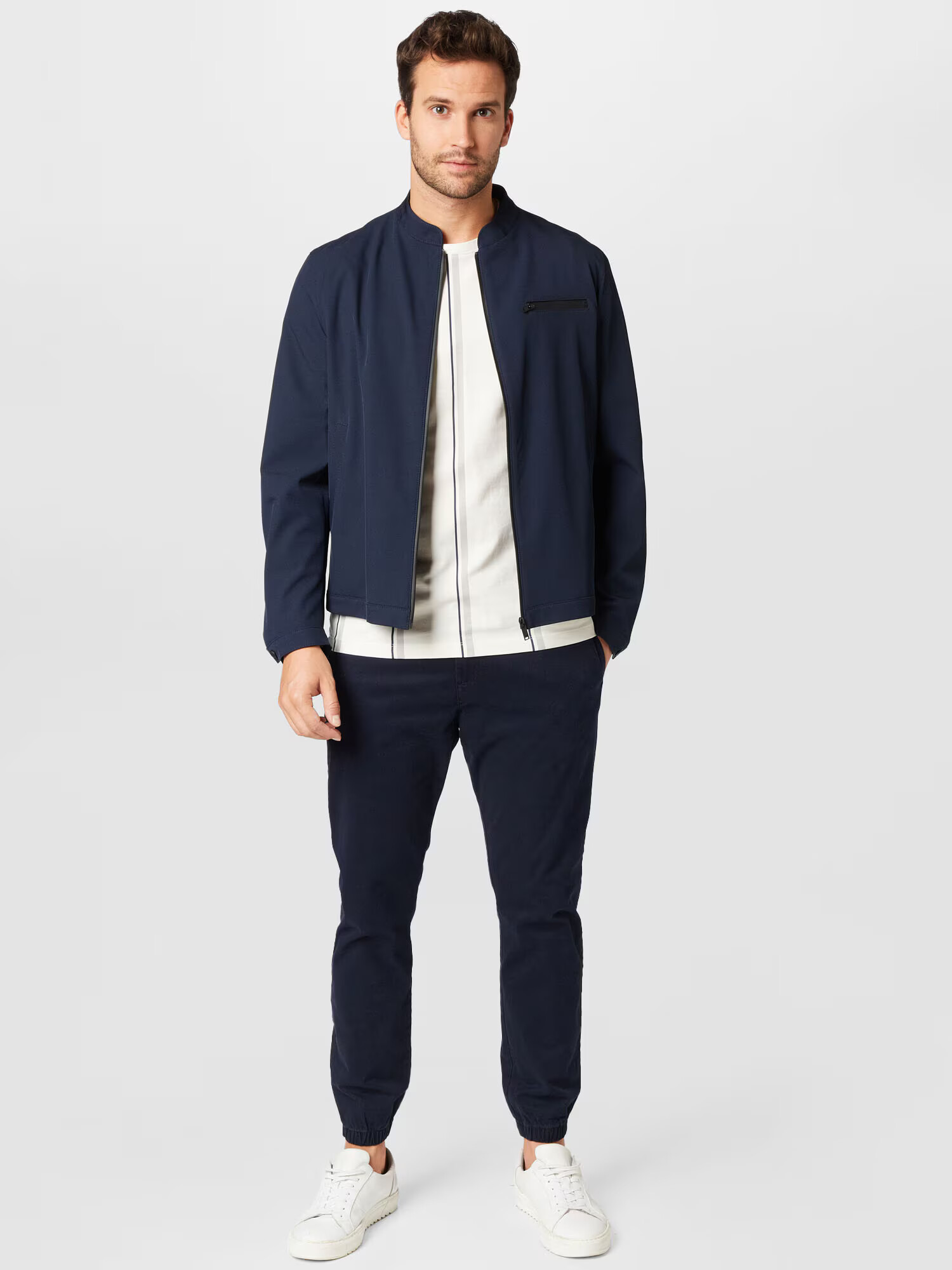 TOM TAILOR DENIM Tricou bej / bleumarin / gri - Pled.ro