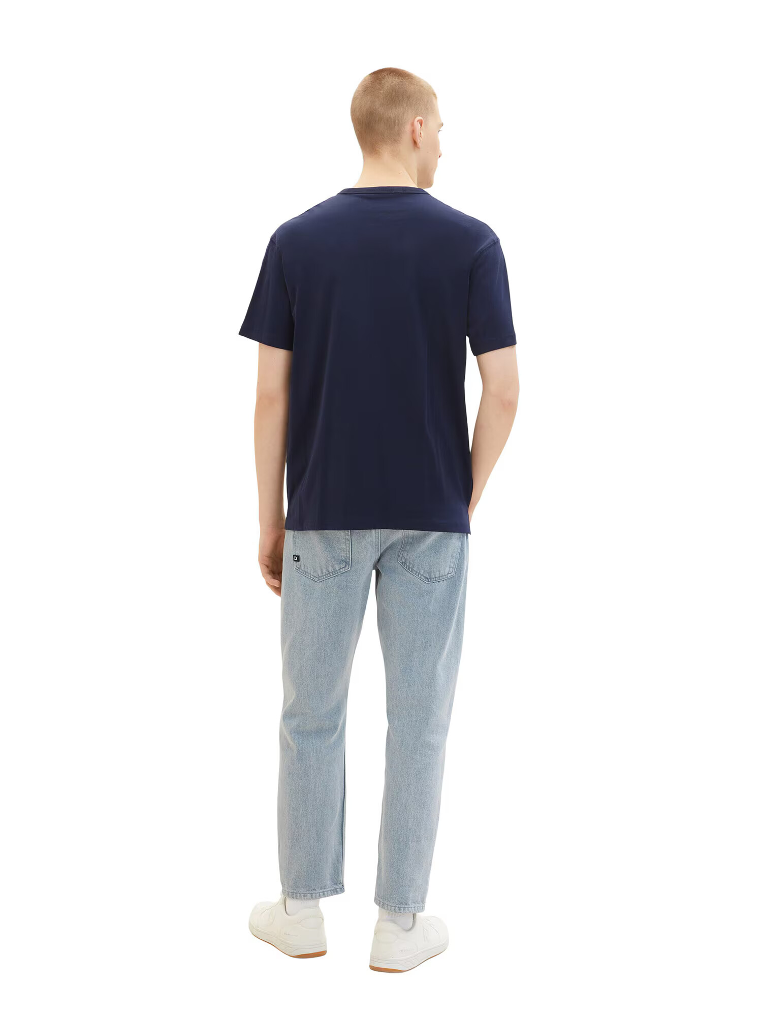 TOM TAILOR DENIM Tricou bleumarin / alb - Pled.ro