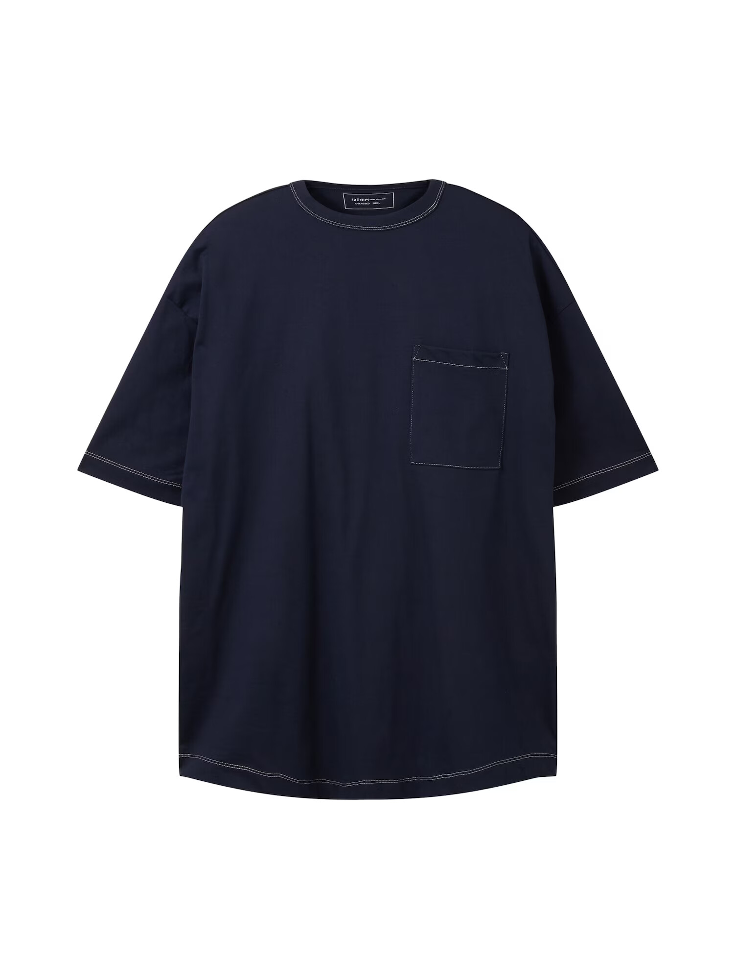 TOM TAILOR DENIM Tricou bleumarin / alb - Pled.ro