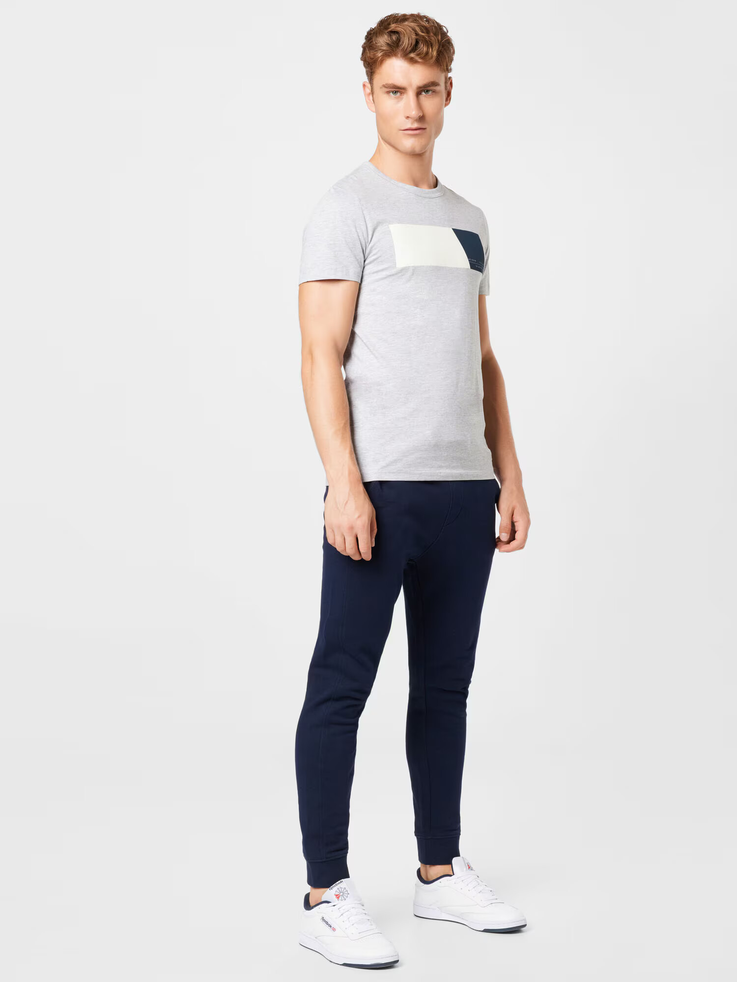 TOM TAILOR DENIM Tricou bleumarin / gri amestecat / alb murdar - Pled.ro