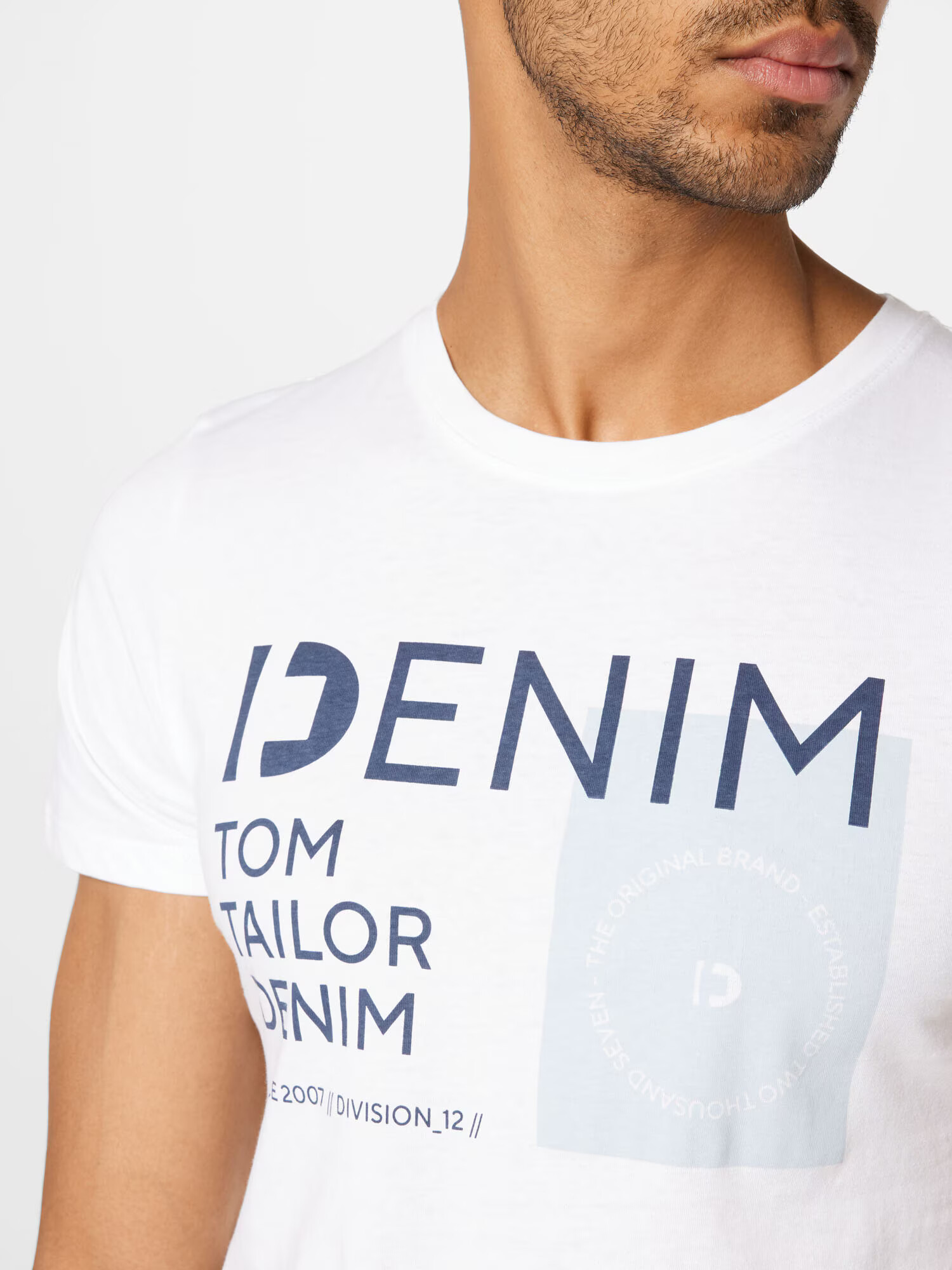 TOM TAILOR DENIM Tricou bleumarin / opal / alb - Pled.ro