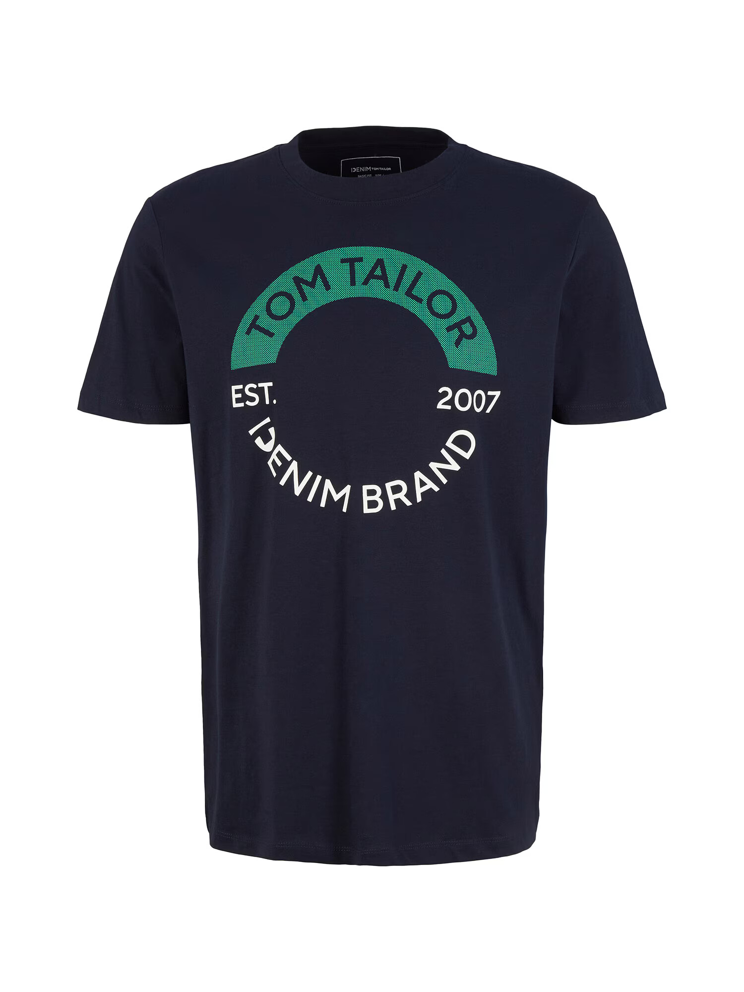 TOM TAILOR DENIM Tricou bleumarin / verde / alb - Pled.ro