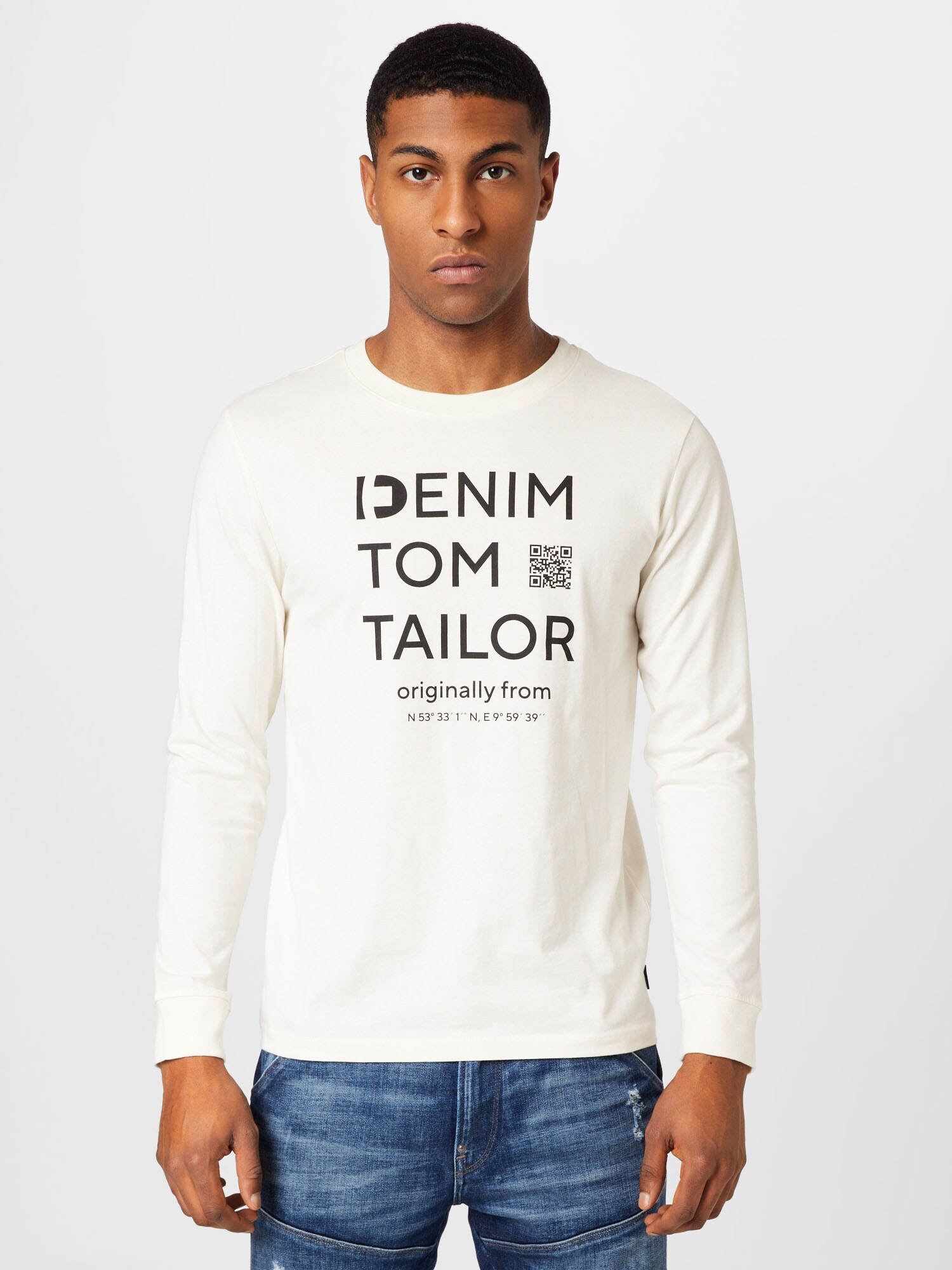 TOM TAILOR DENIM Tricou crem / negru - Pled.ro