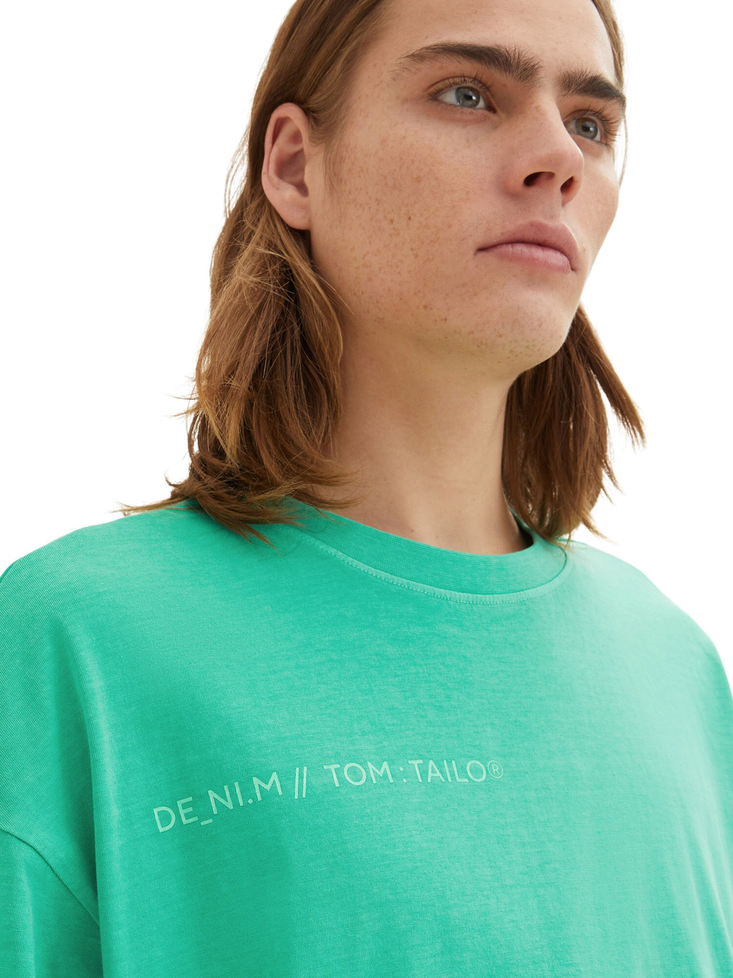 TOM TAILOR DENIM Tricou crem / verde jad - Pled.ro