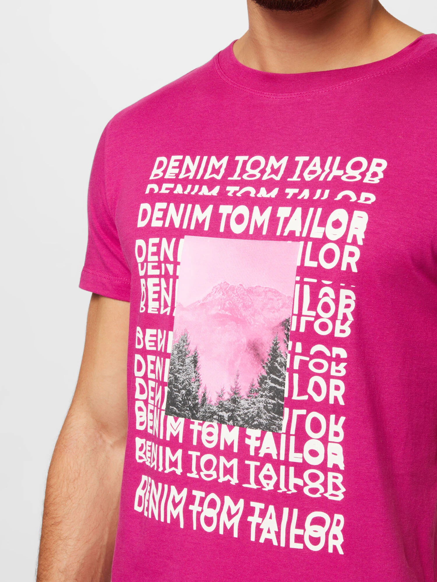 TOM TAILOR DENIM Tricou crem / verde pin / roz / magenta - Pled.ro