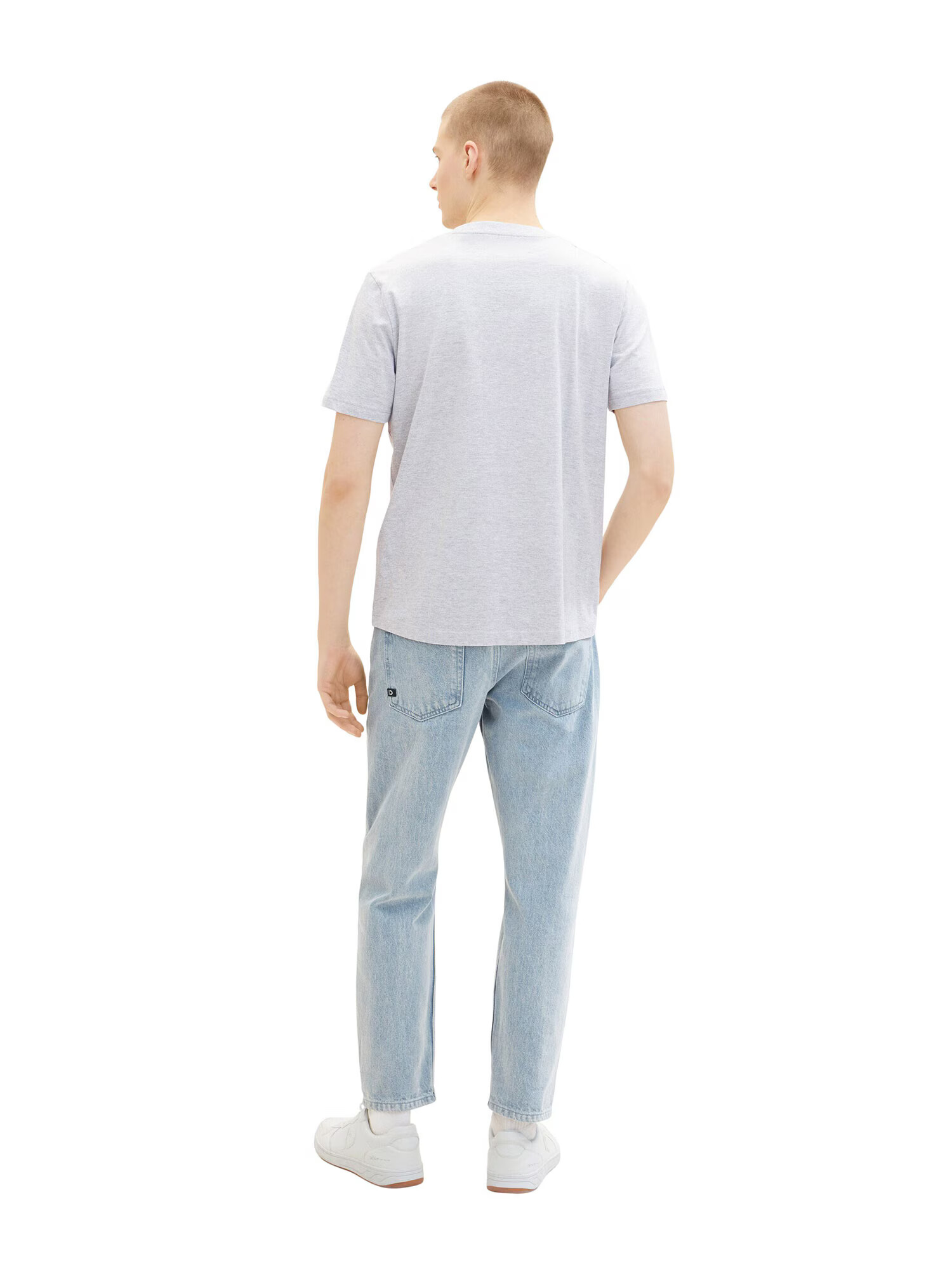 TOM TAILOR DENIM Tricou gri deschis / alb - Pled.ro