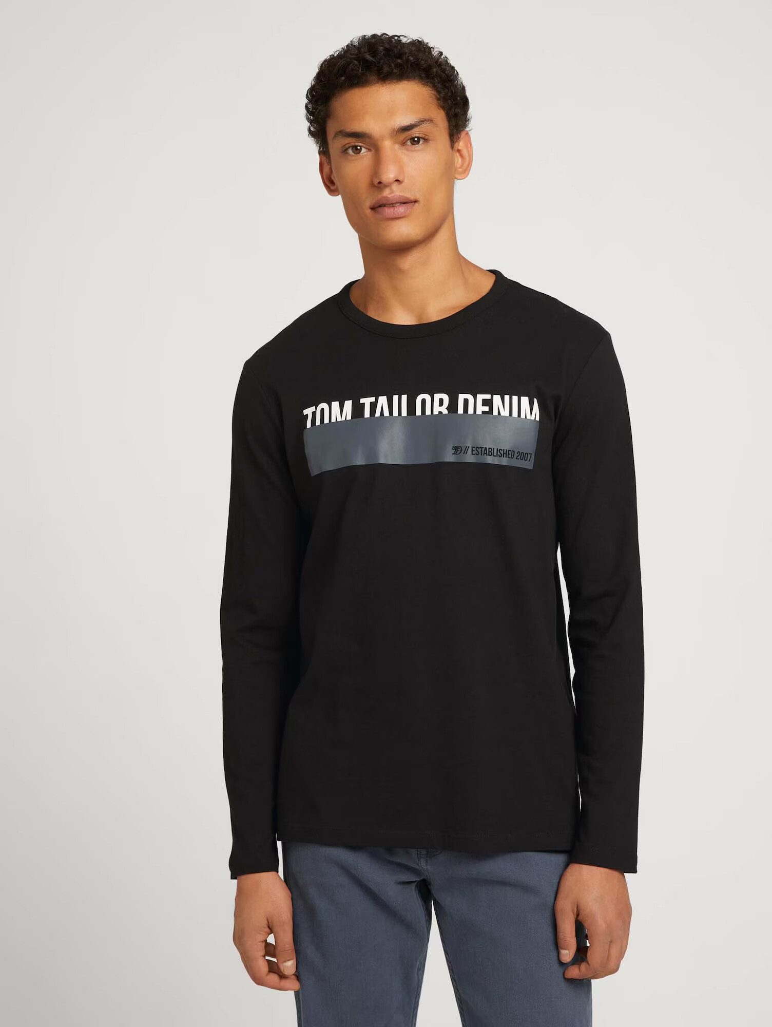 TOM TAILOR DENIM Tricou gri închis / negru / alb - Pled.ro