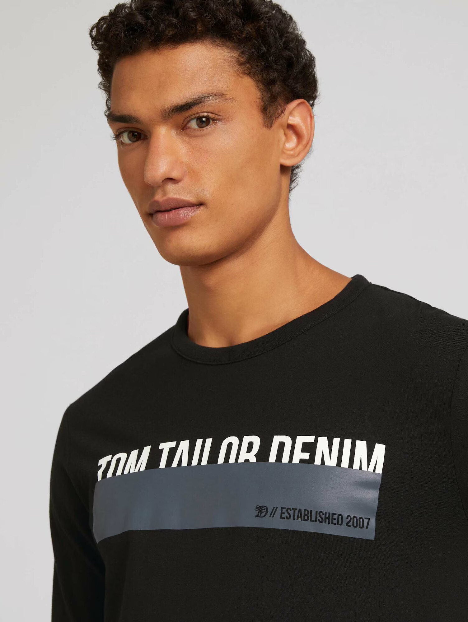 TOM TAILOR DENIM Tricou gri închis / negru / alb - Pled.ro