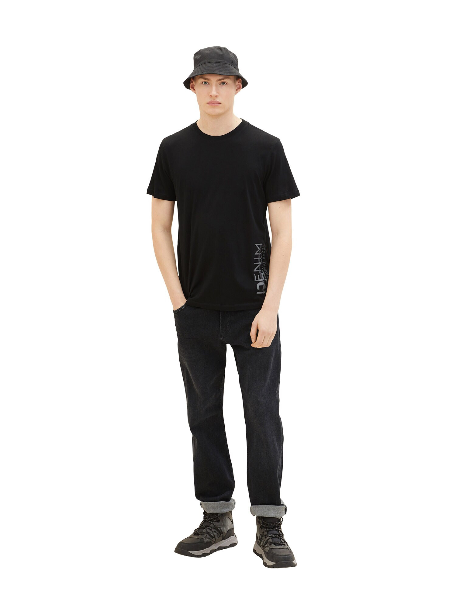 TOM TAILOR DENIM Tricou gri / negru - Pled.ro