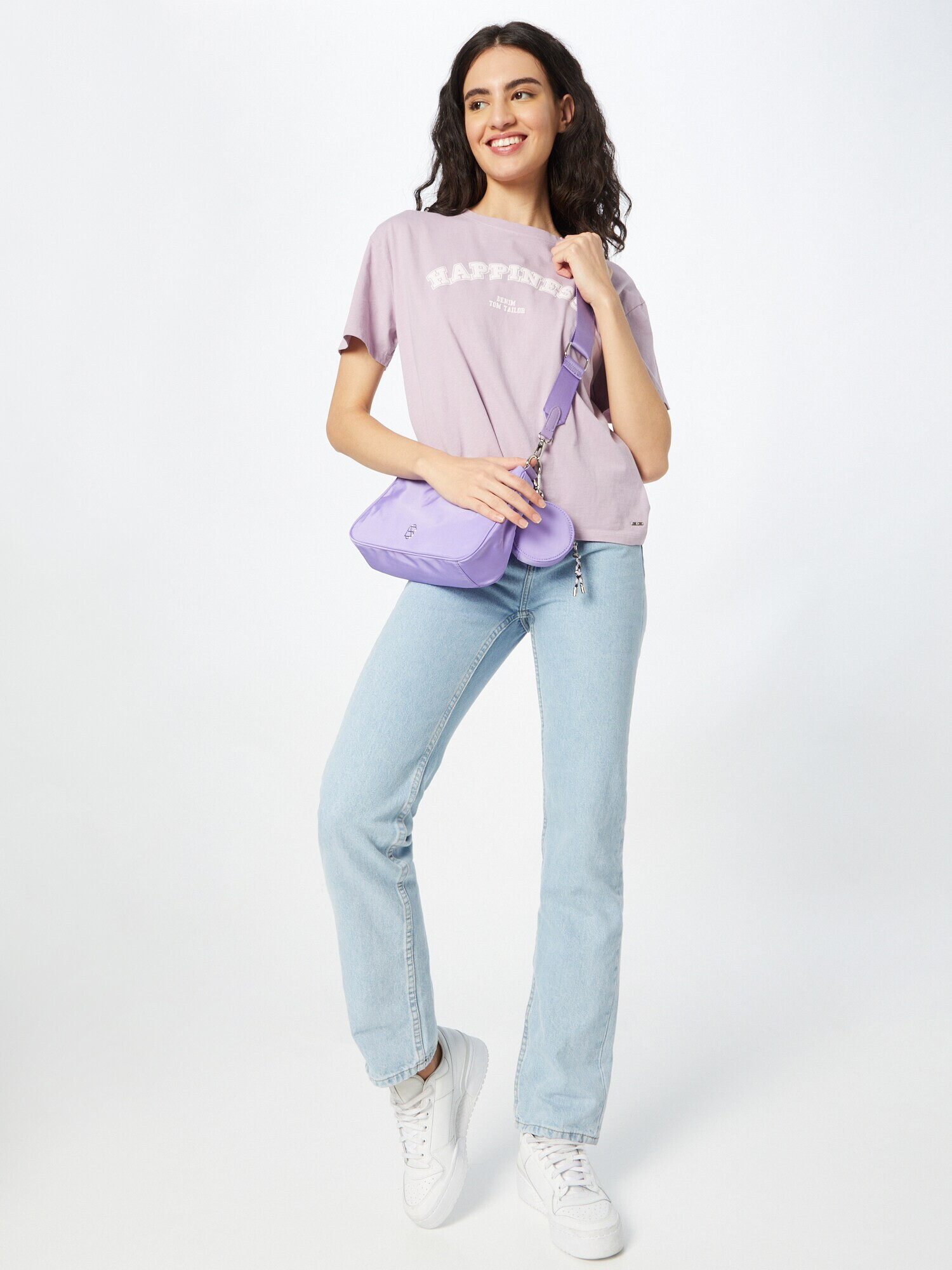 TOM TAILOR DENIM Tricou mauve / alb - Pled.ro