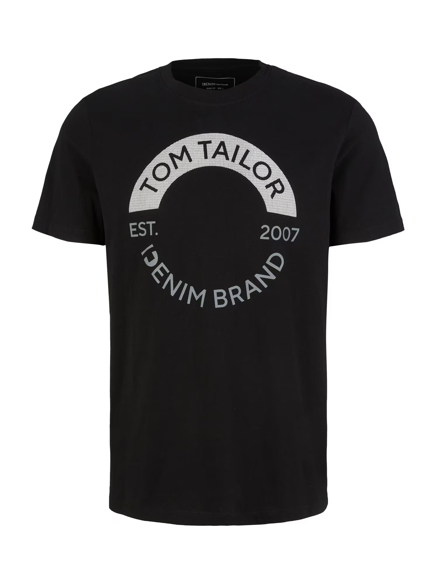 TOM TAILOR DENIM Tricou negru / alb - Pled.ro