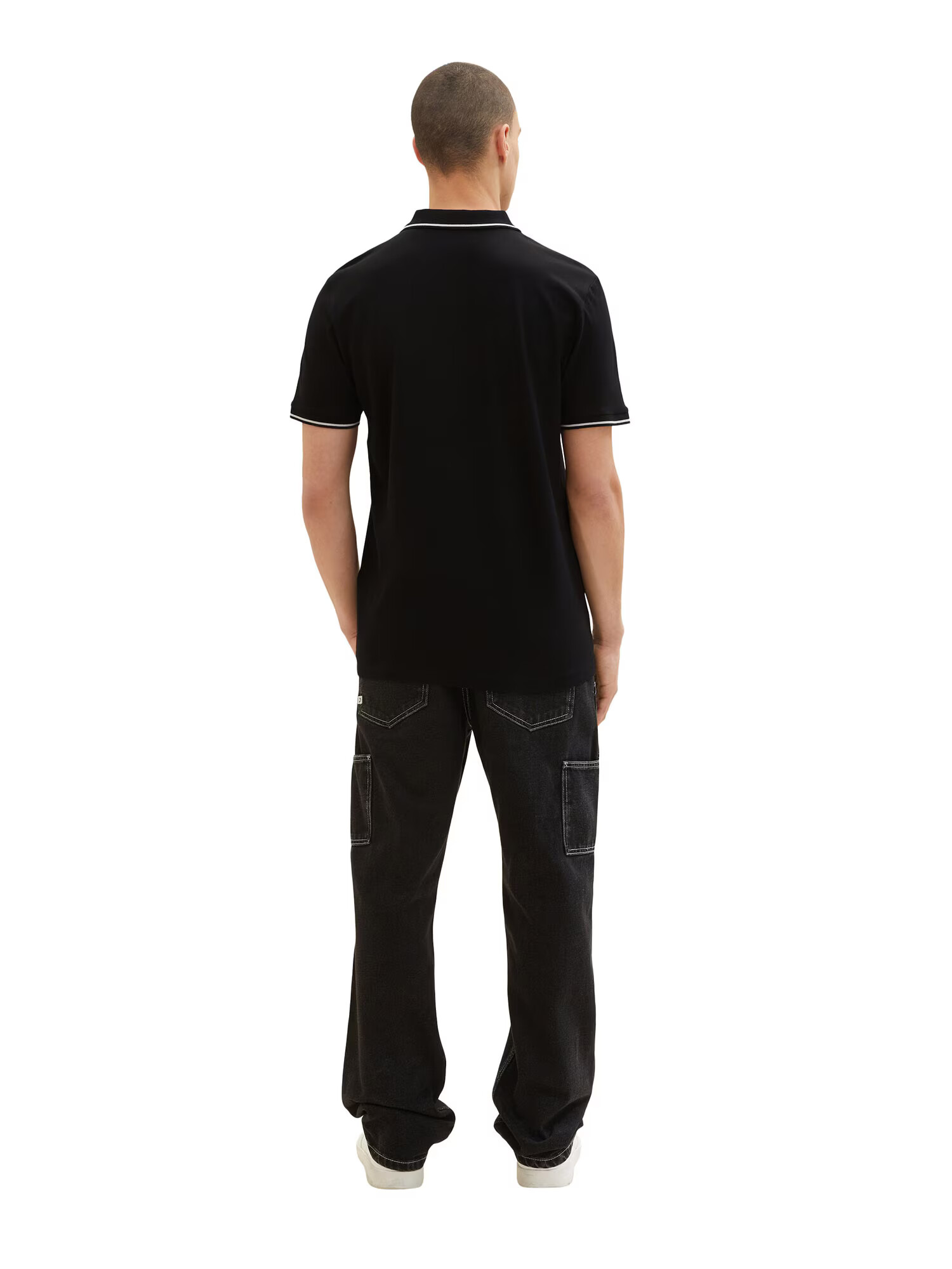 TOM TAILOR DENIM Tricou negru / alb - Pled.ro