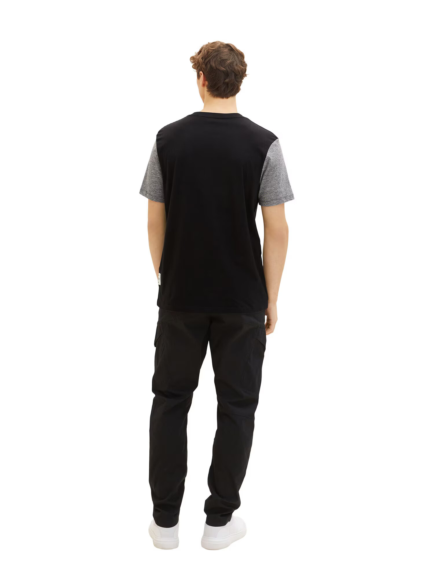 TOM TAILOR DENIM Tricou negru / alb - Pled.ro