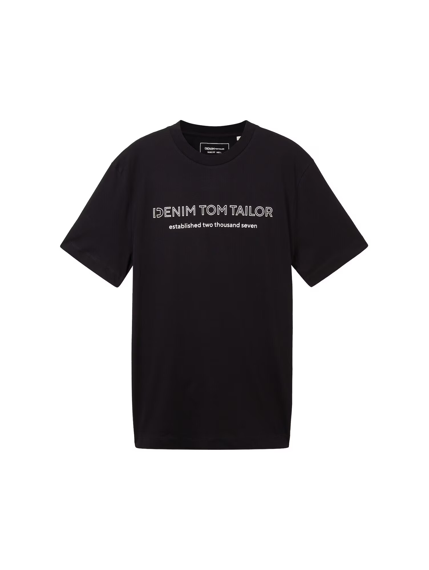 TOM TAILOR DENIM Tricou negru / alb - Pled.ro