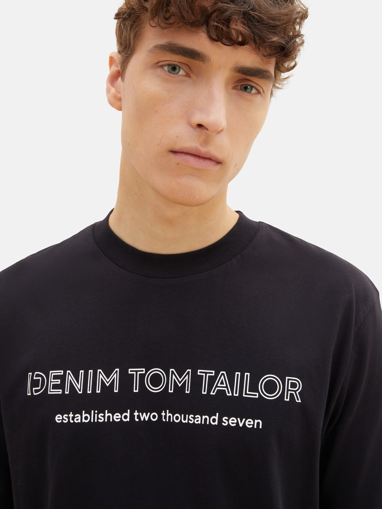 TOM TAILOR DENIM Tricou negru / alb - Pled.ro