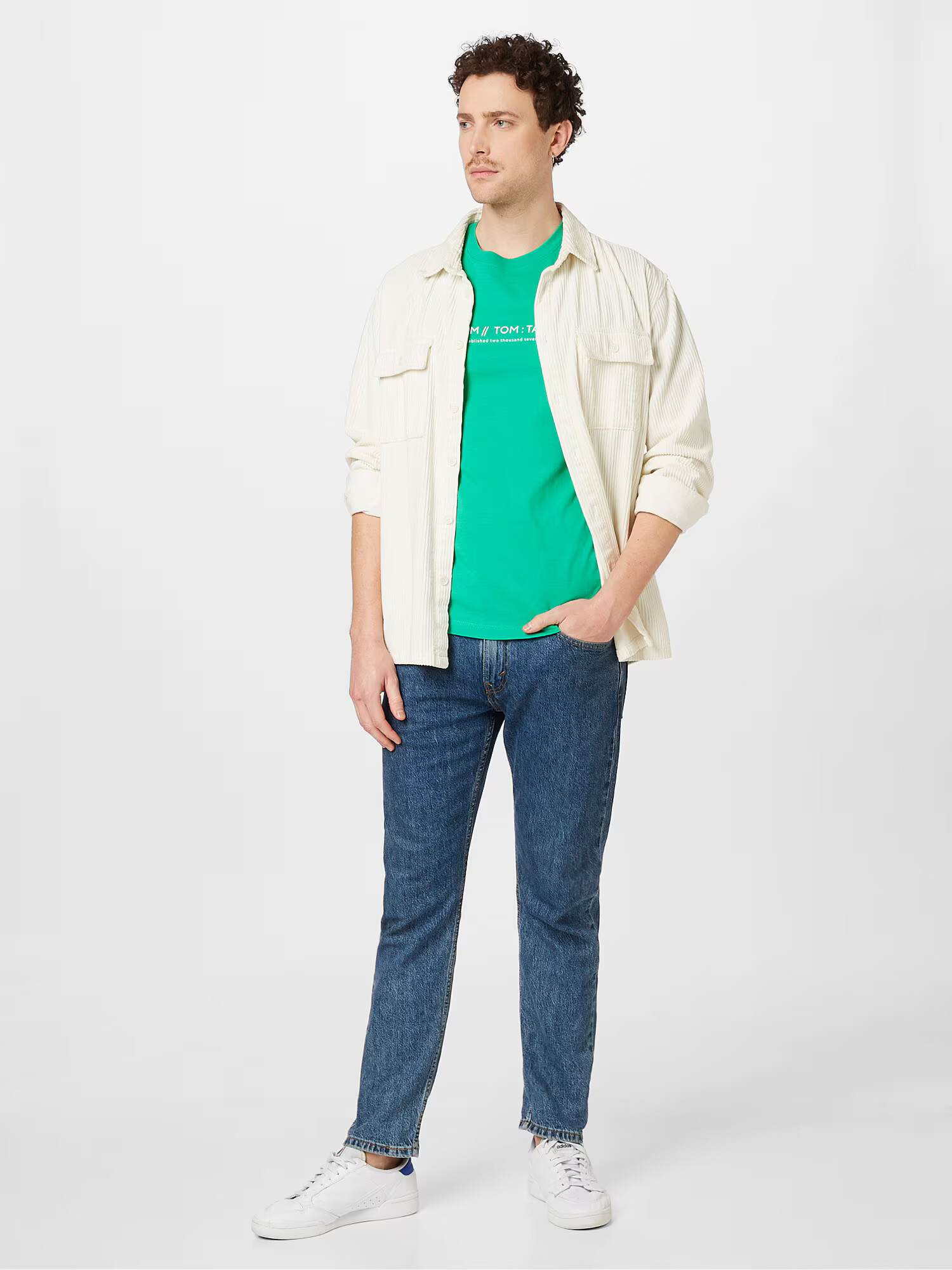 TOM TAILOR DENIM Tricou verde deschis / alb - Pled.ro